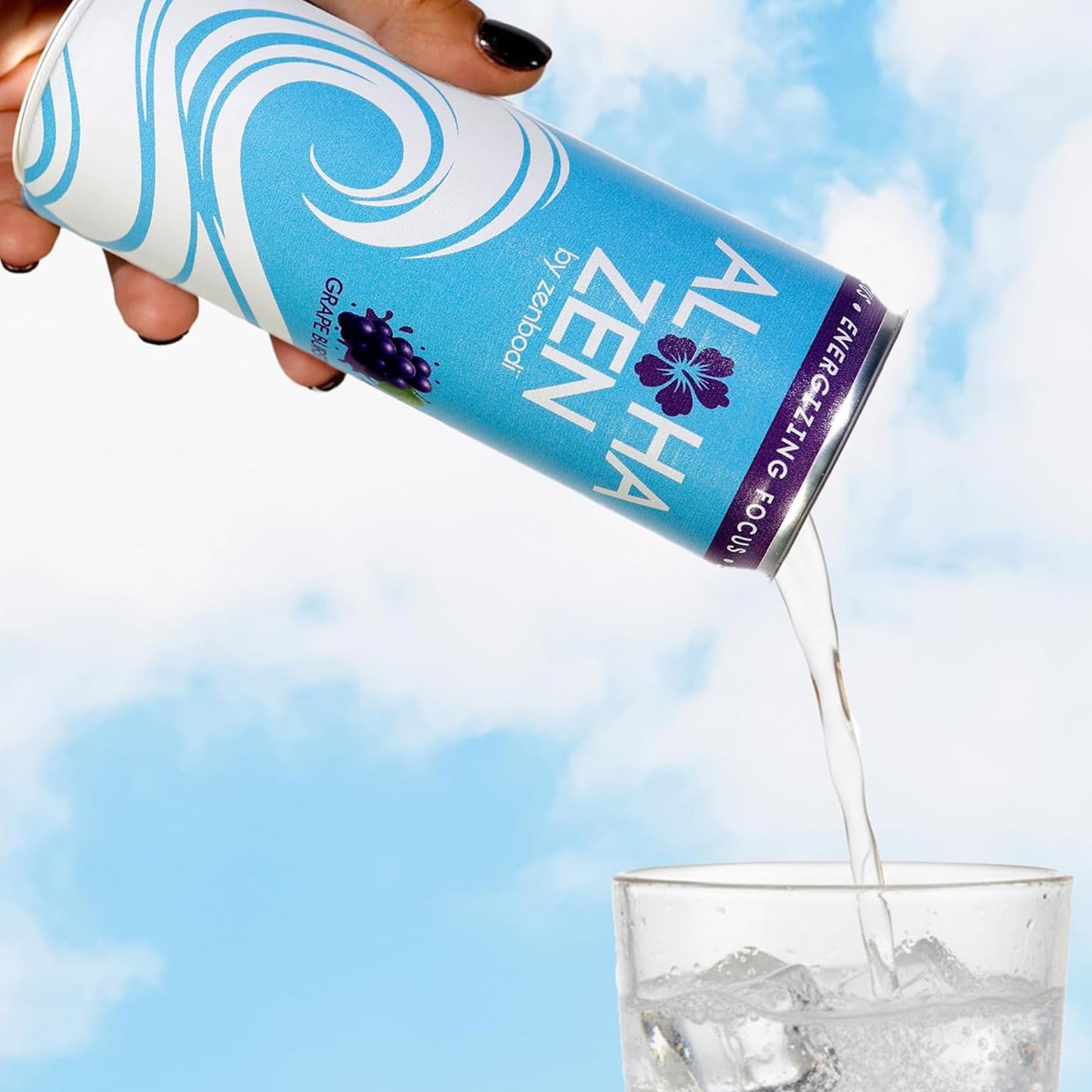 Zenbodi Aloha Zen Grape Burst - AWAKEN Functional Beverage - 12 Pack Energy Drink, Zero Sugar Energy Drinks, with L-Alpha GPC, Caffeine