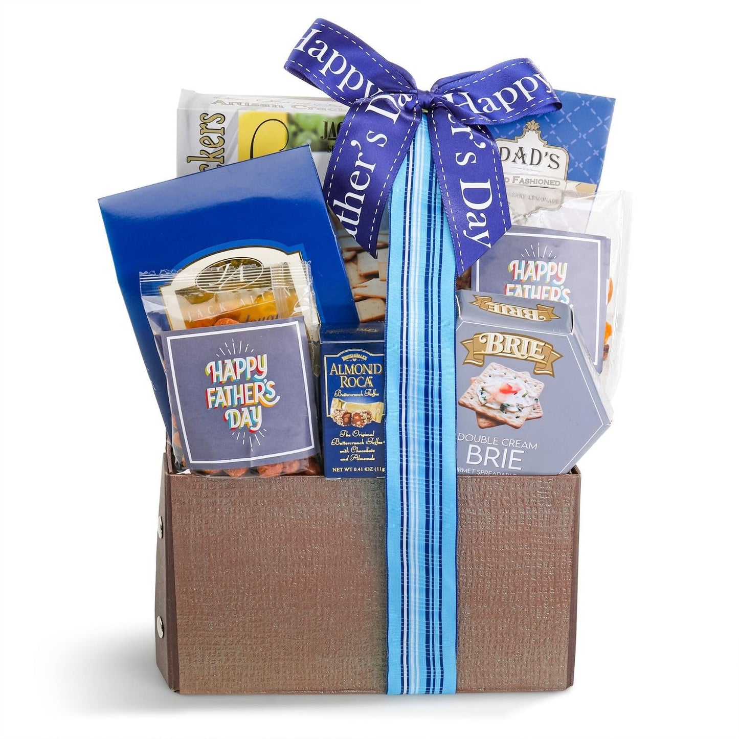 Beyond the Bow Gifts Snack & Savor Gift Basket Tote with Nuts, Cheese, Snacks, for Father's Day, Graduation, Birthday