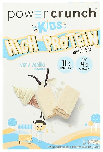 Power Crunch Kids High Protein Snack Bar, Very Vanilla, 5 Count, 5.65 Ounce (Pack of 6)