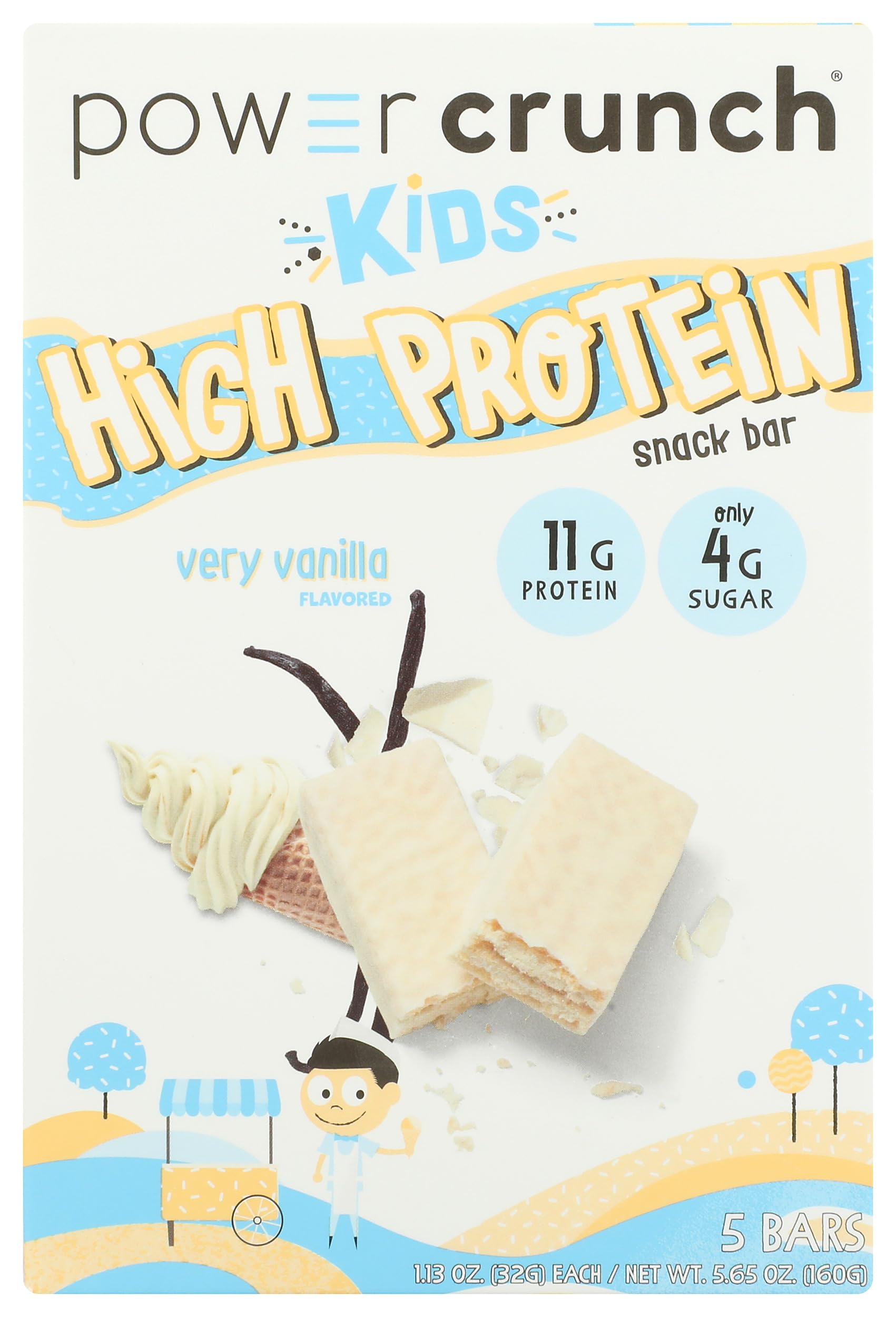 Power Crunch Kids High Protein Snack Bar, Very Vanilla, 5 Count, 5.65 Ounce (Pack of 6)