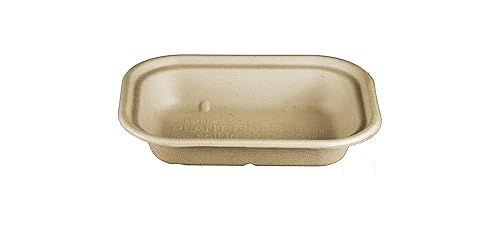 World Centric TR-SC-U8 100% Compostable Unbleached Plant Fiber 1 Compartment Trays, 17 oz., 8" x 6" x 1.5" (Pack of 400)