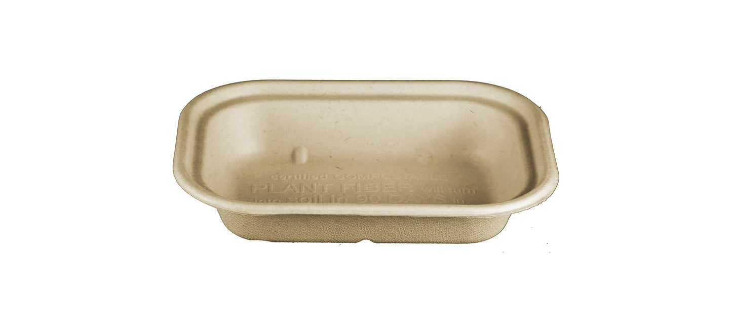 World Centric TR-SC-U8 100% Compostable Unbleached Plant Fiber 1 Compartment Trays, 17 oz., 8" x 6" x 1.5" (Pack of 400)
