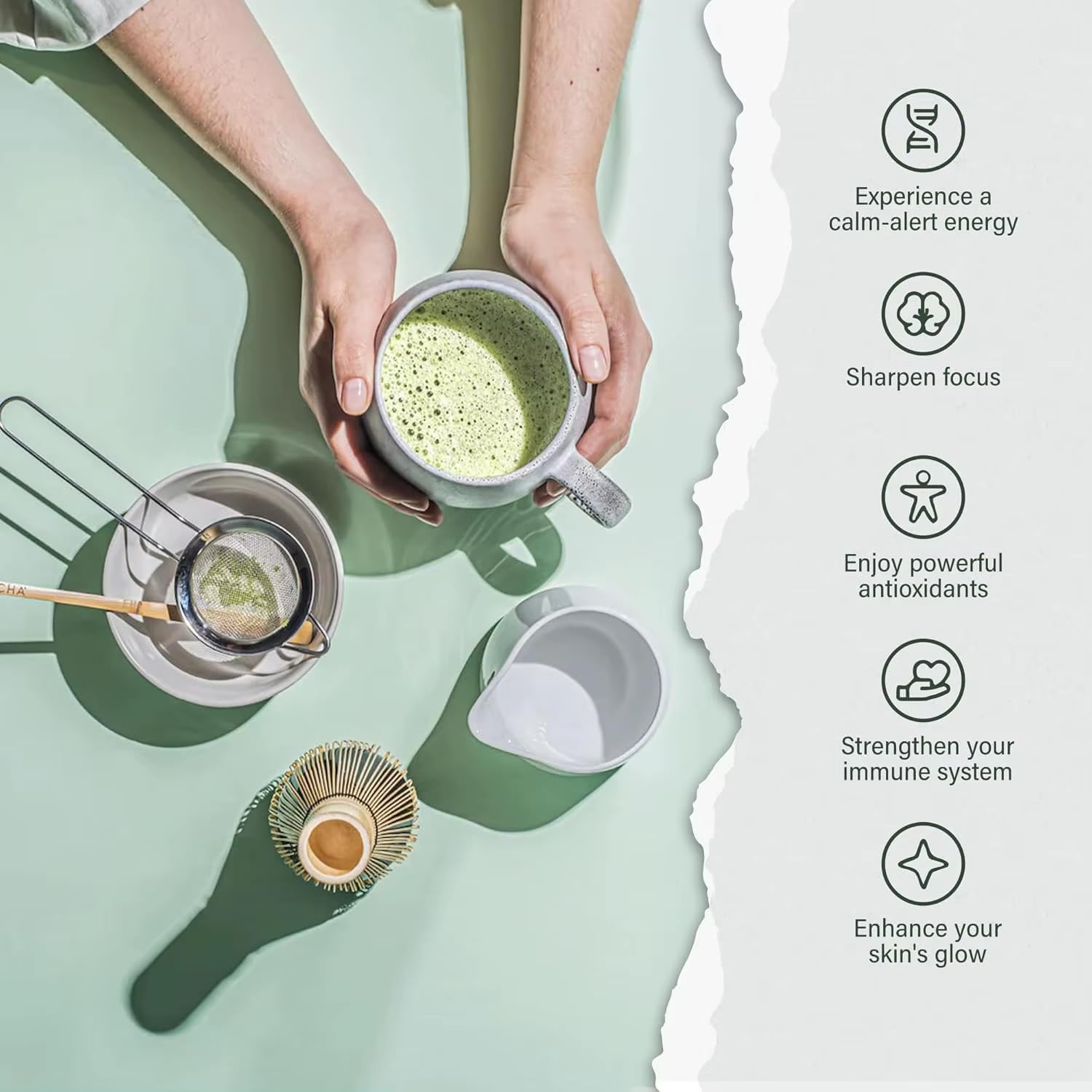 TEA-HAVA: CERTIFIED JAPANESE ORGANIC Matcha Superior Ceremonial Blend - Authentic Japanese First Harvest Ceremonial Grade AA (100% Organic) Matcha