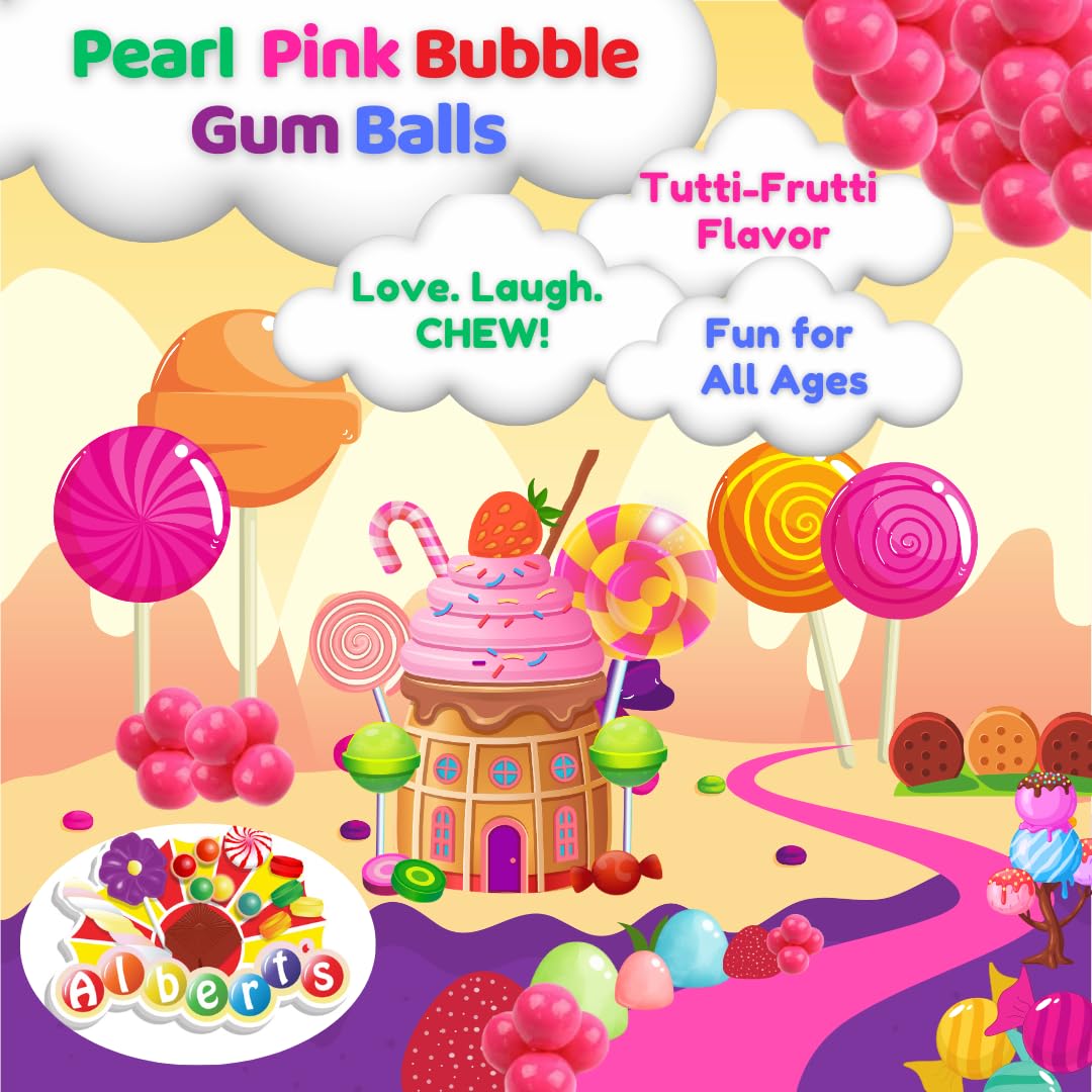 ALBERT'S Candy ColorSplash Bubble Gum Balls for Chewing, 1 Inch, Bright Pink, Bubble Gum Flavor, Party, Events, Weddings, 2 Pounds