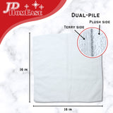 JD Homease Microfiber Cleaning Cloths,12 Pack, 16"x16", All-Purpose, Softer, Highly Absorbent, Lint-Free, Reusable, Washable Pro Towels, White