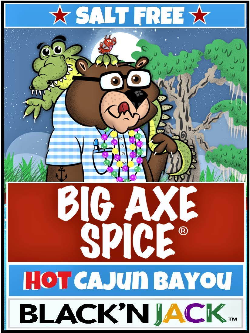 Big Axe Spice BLACK'NJACK - Cajun, Blackening Seasoning Salt Free, Gluten Free, Sugar Free, Preservative Free - Vegan, Kosher & Halal Friendly