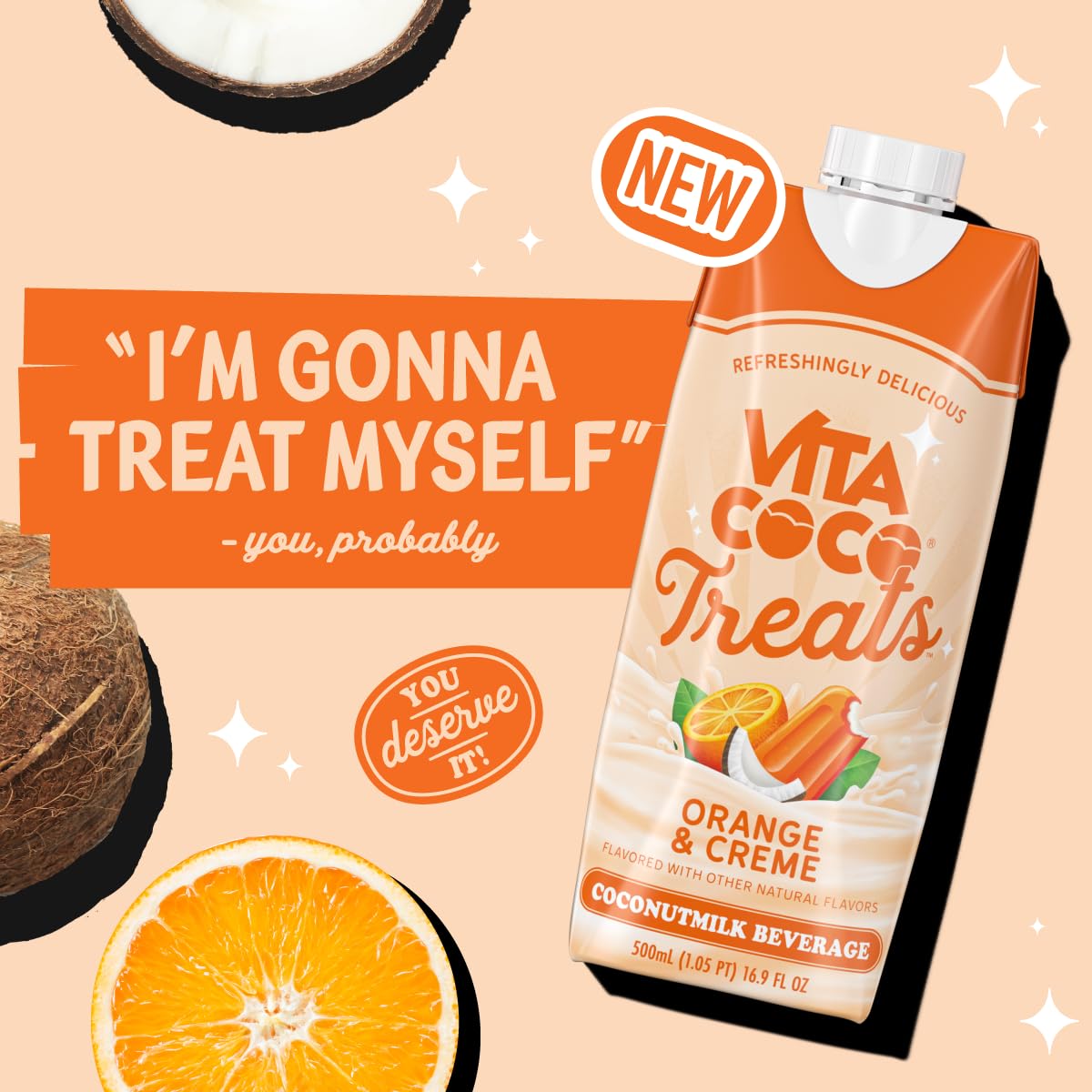 Vita Coco Treats Orange & Creme Coconut Milk Drink | Sweet, Tangy, Treat | 16.9 fl oz (Pack of 12)