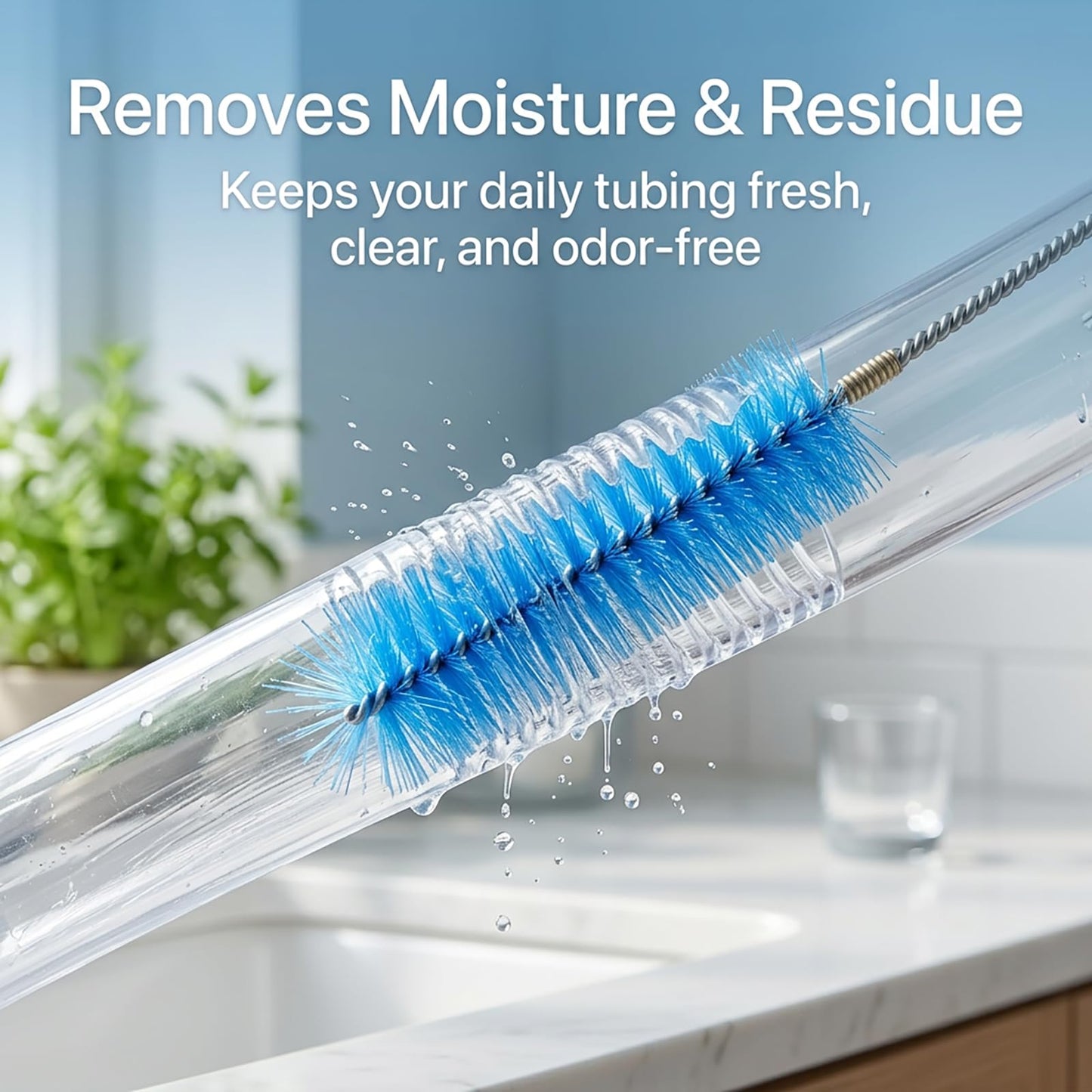 67" Flexible Drain Brush Set, Double Ended Long Hose Pipe Cleaner with 2 Pcs 8.2" Straw Cleaning Brushes, Nylon Tube Cleaner Tool for Refrigerator