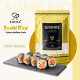 Soeos Sushi Rice, Medium Grain Rice, Sticky Rice for Sushi Rolls and Japanese Food, 2 Pound (32 Ounce)