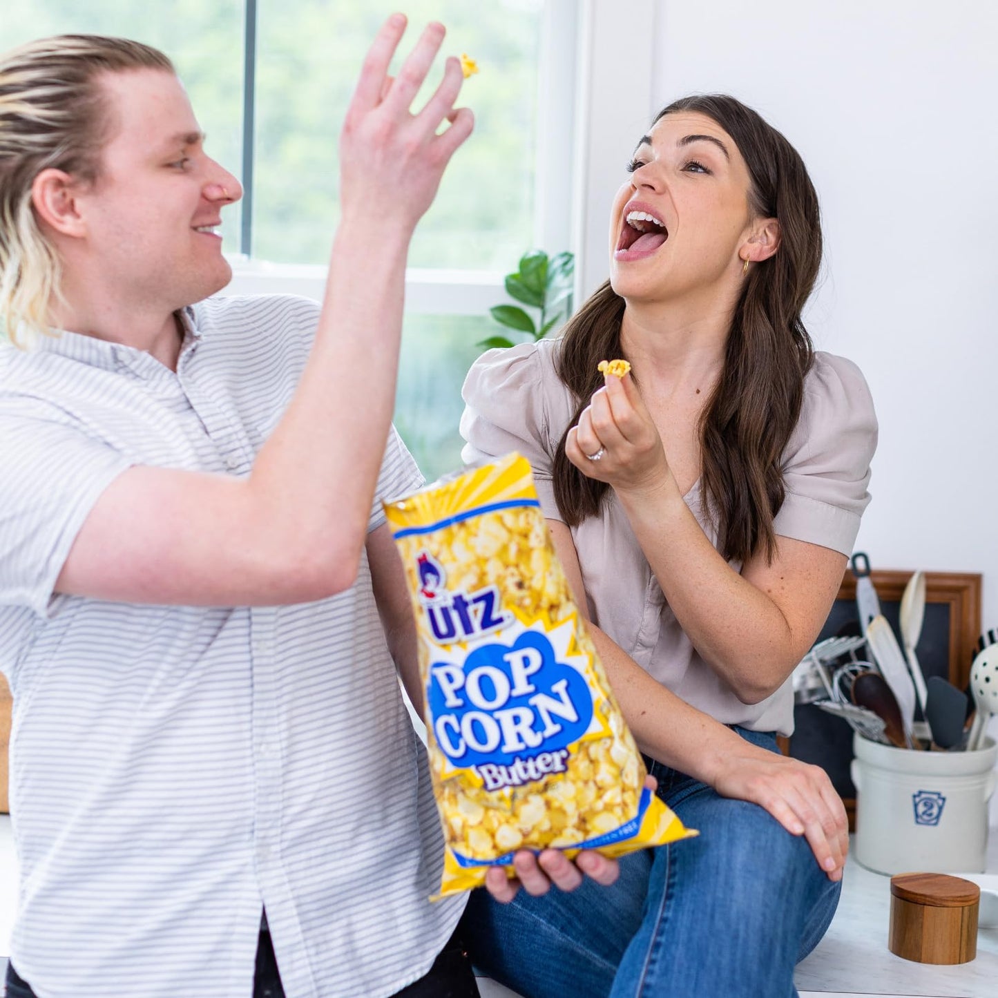 Utz Butter Popcorn - 14 Count, 2.5 oz Bags - Classic Buttery Flavor and Light Crunch - Snack Pack for Movie Nights, Lunches, and On-the-Go Snacking