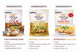Veffero Melting Sweet Ginger Chews, 3 Flavor Variety Pack, Cola, Original, Extra Spicy, Indonesian Ginger, 52g Each, 3 Pack (Mixed flavor (3 packs))