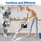 Electric Spin Scrubber Cleaner Brush: 360 Cordless Shower Scrubber Power Bathroom Scrubber with 3 Multi Purpose Replaceable Cleaning Brush Heads & 1