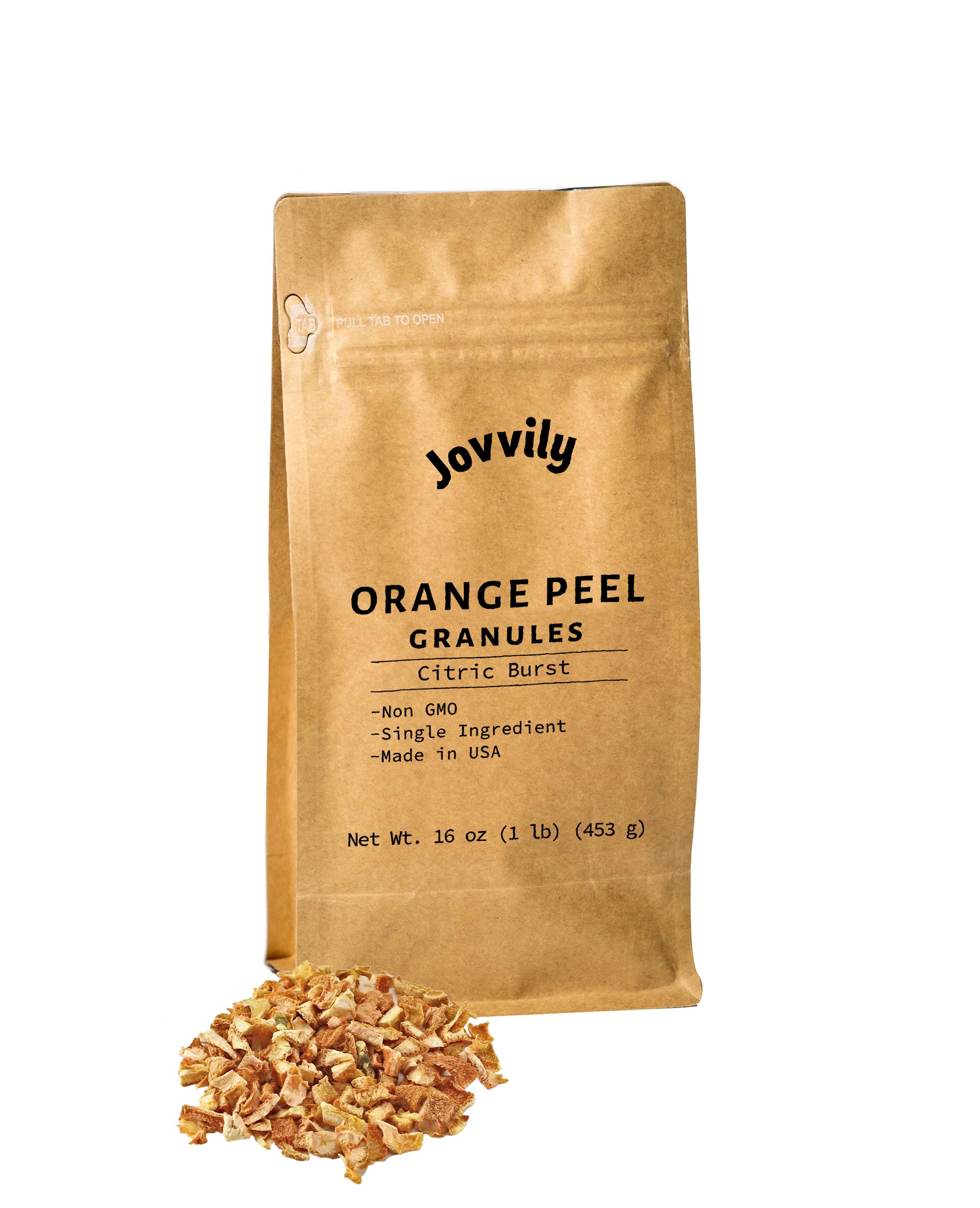 Jovvily Orange Peel Granules - 1lb - Burst of Citrus - Dried Peels