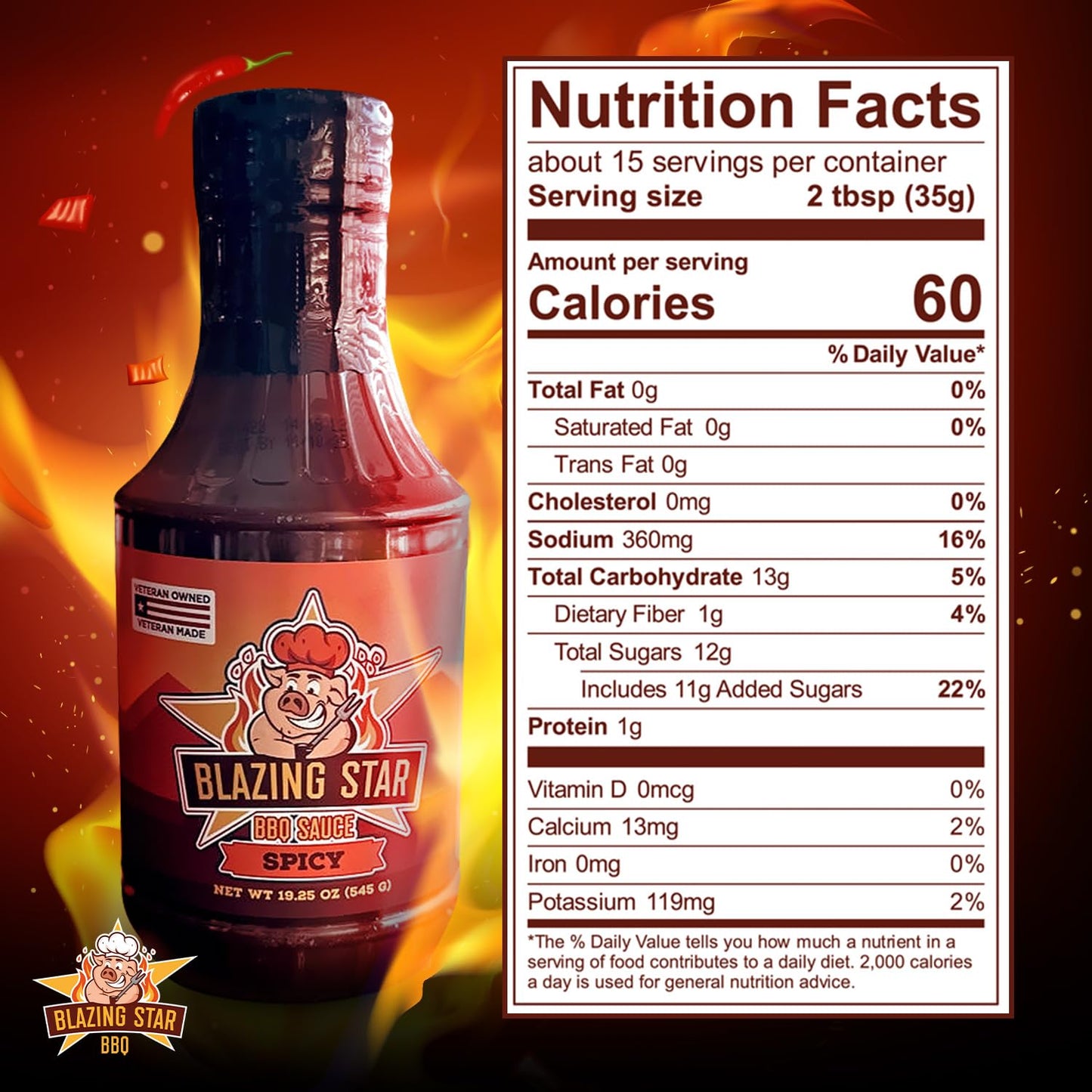 Blazing Star Spicy BBQ Sauce - Sweet, Tangy, and Smoky Barbecue Sauce with Heat - Use as Marinade, Glaze, or Dipping Sauce - Great for Ribs, Chicken