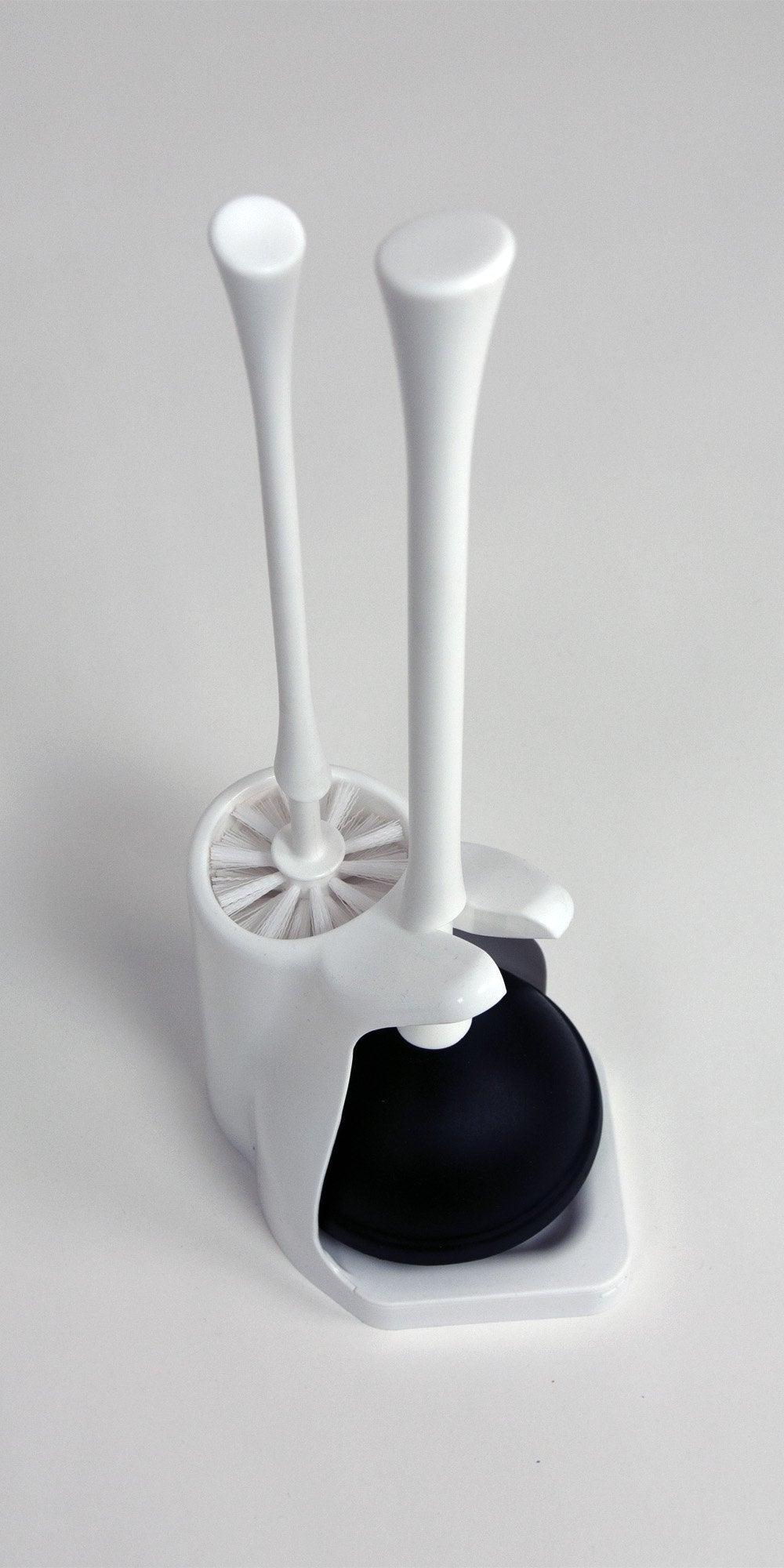 Casabella Nylon Brush and Plunger Set, White, 12-Inch