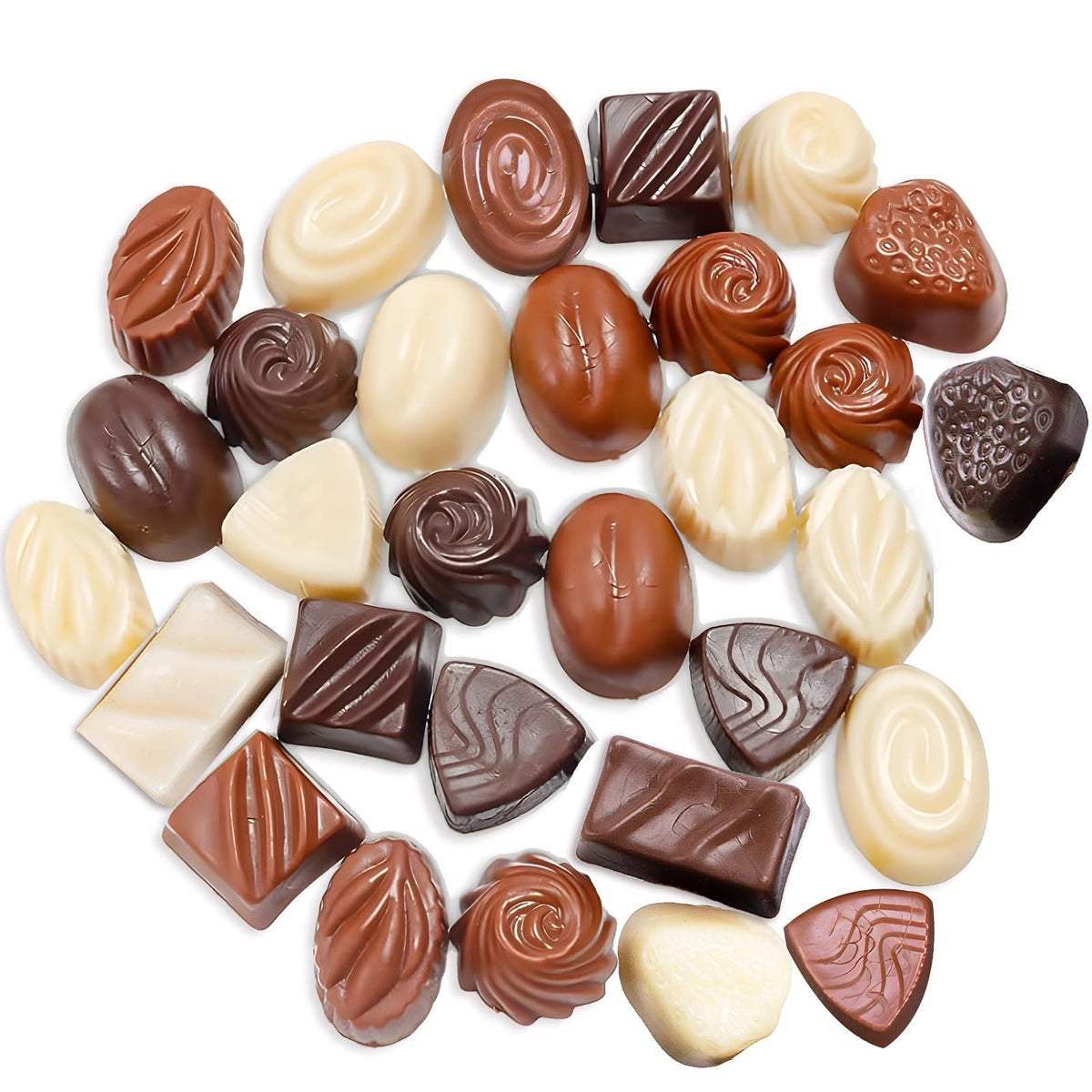 30-Piece Artificial Chocolate Set, Realistic Food Replicas In Dark, Milk, And White Chocolate Assortments For Store Displays, Photography,