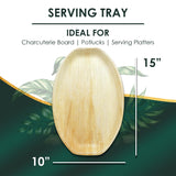 Planet Pantry Disposable Oval Tray 15" x 10" Wooden Bamboo-Like Serving Tray Paper and Plastic Alternative Eco-Friendly for Food, Party, Buffet (10