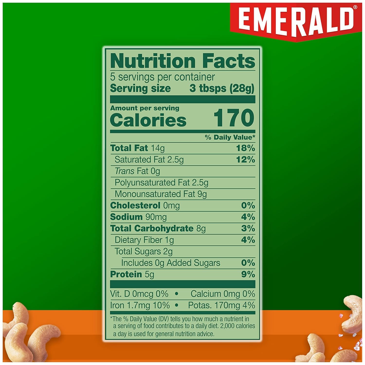 Emerald Roasted & Salted Whole Cashews (Pack of 1)