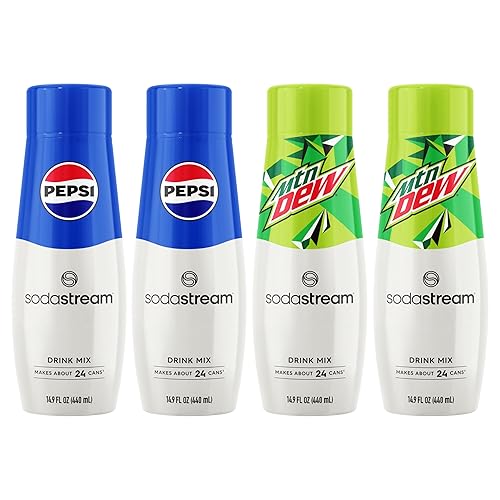 SodaStream Pepsi & MTN Dew Variety Pack, 440ml Pack of 4