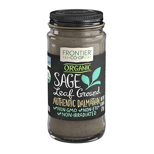 Frontier Co-op Organic Sage Leaf, Ground Spice, 0.8 Oz.