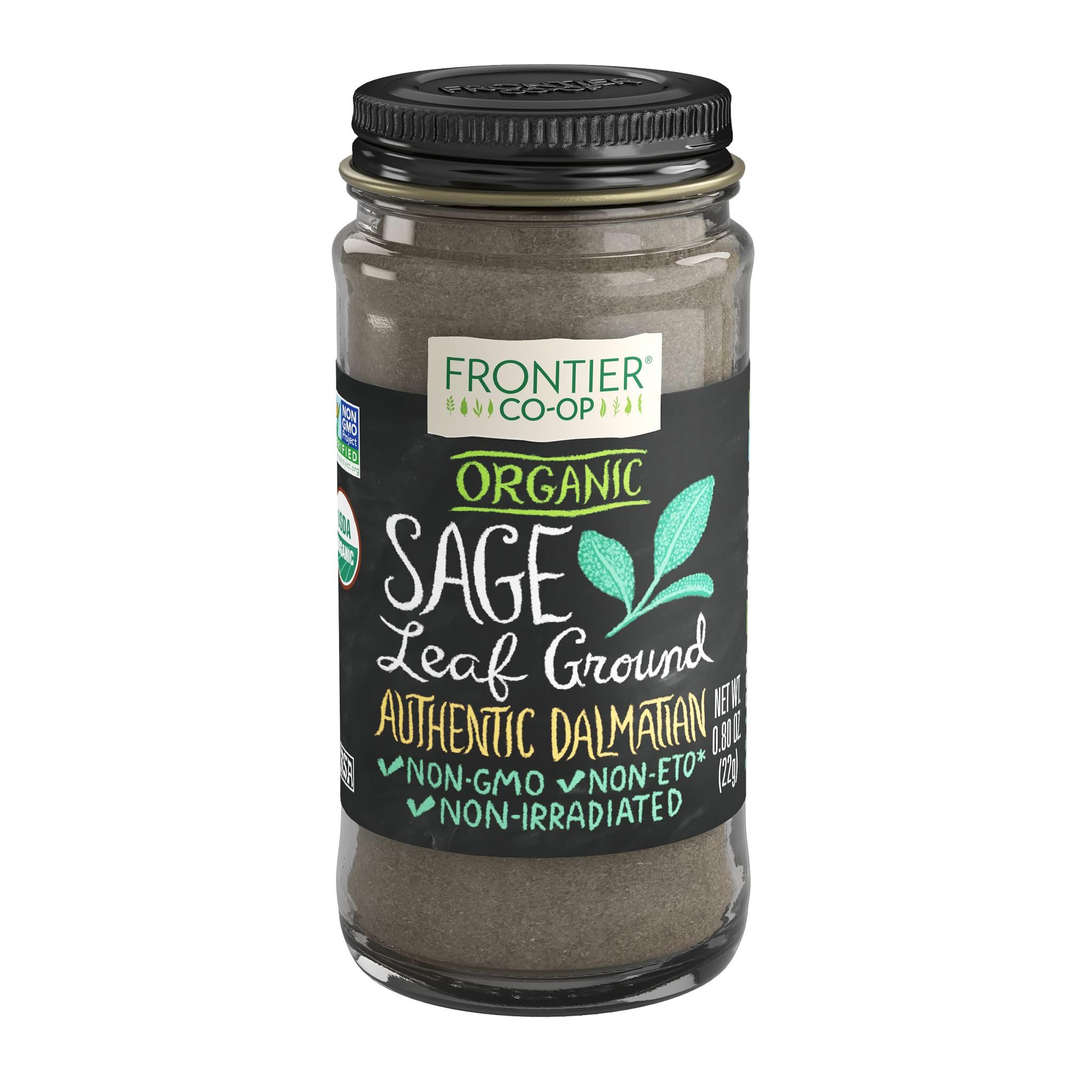Frontier Co-op Organic Sage Leaf, Ground Spice, 0.8 Oz.