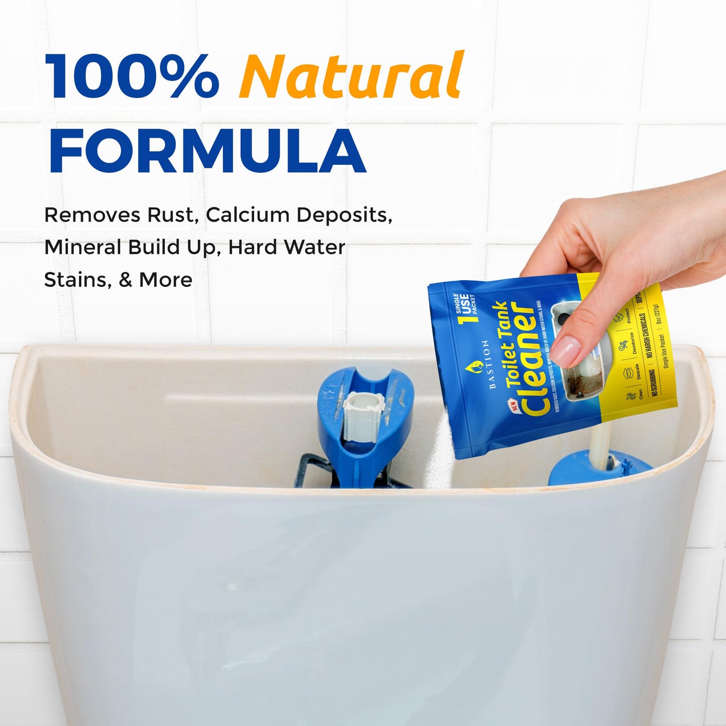 Bastion Toilet Tank Cleaner, Single Use 8oz (227g) Packet (*Not For Toilet Bowl*) Removes Rust, Calcium Deposits, Mineral Build Up, & Hard Water
