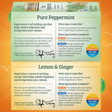 Twinings Tea Variety 2-Pack - Pure Peppermint + Lemon & Ginger, Naturally Caffeine-Free Herbal Tea Bags, Individually Wrapped, 20 Count Each