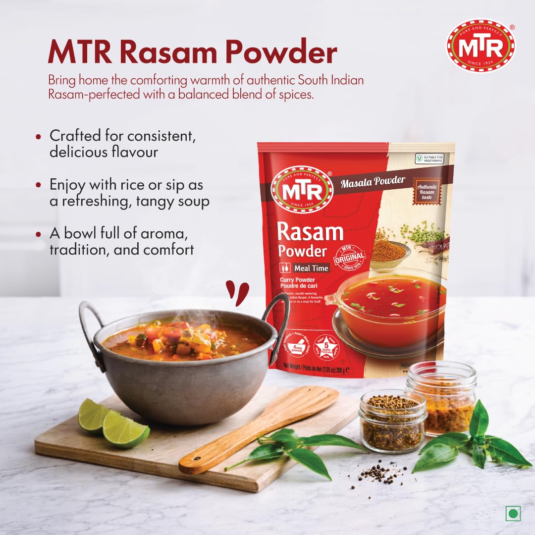 MTR Rasam Powder Indian Spice Blend with Coriander, Red Chili & Cumin - 6pk