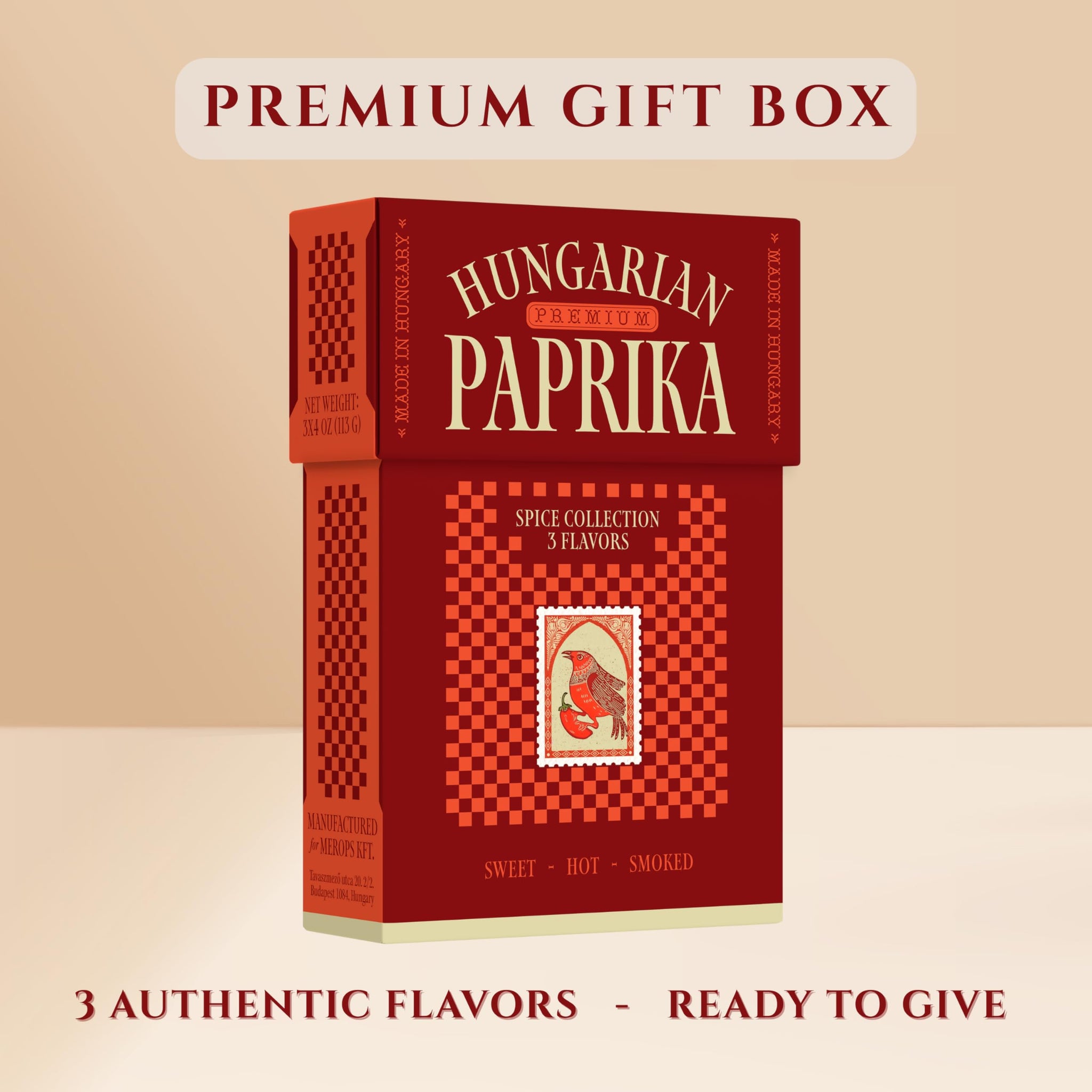 Premium Hungarian Paprika Spice Collection GIFT SET - Sweet, Smoked & Hot (3 x 4 oz) - Five Traditional Hungarian Recipe Cards - Non-GMO - Authentic