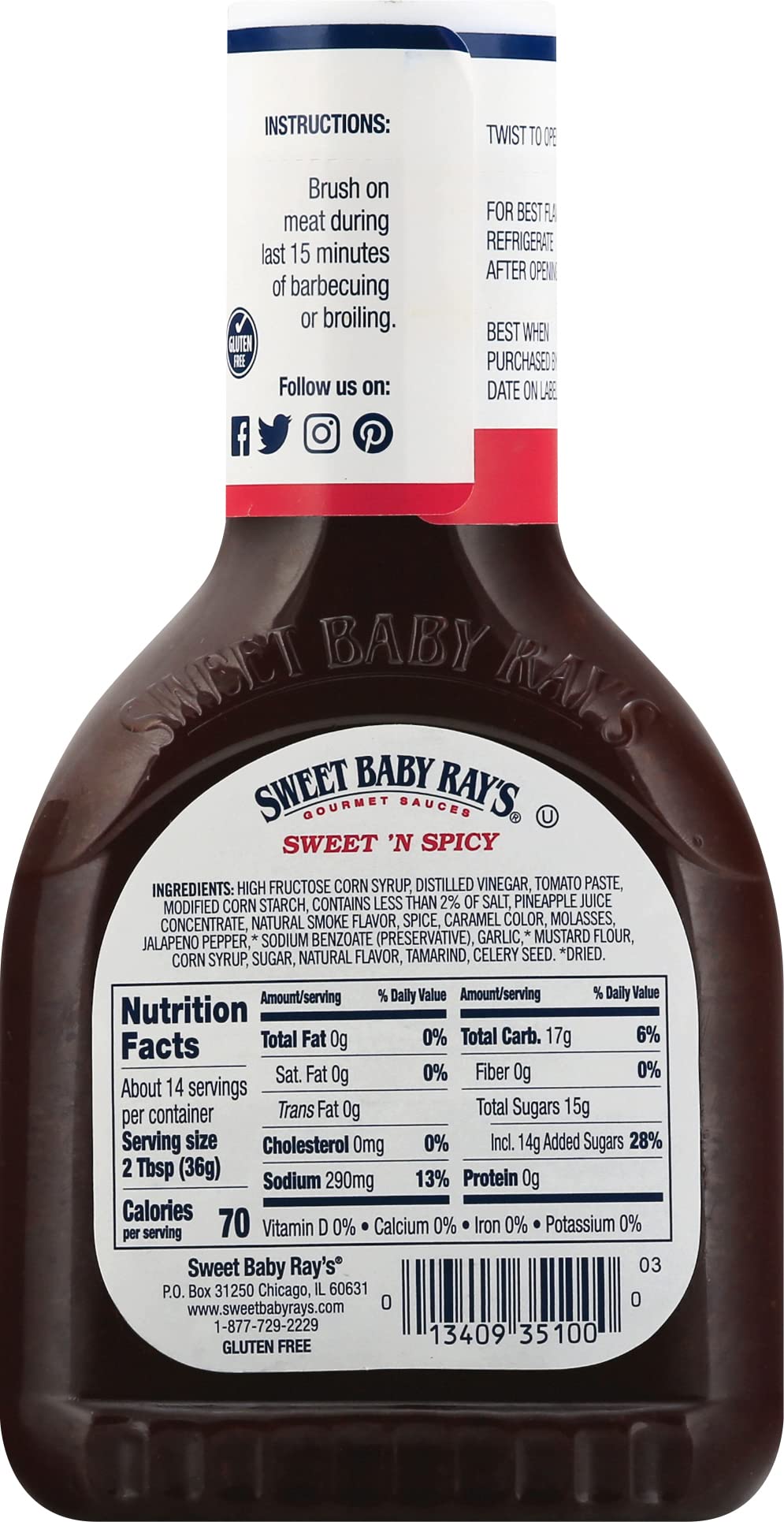 Sweet Baby Ray's Hickory & Brown Sugar, Honey and Sweet n Spicy Barbecue Sauce Variety Pack, 3 ct.