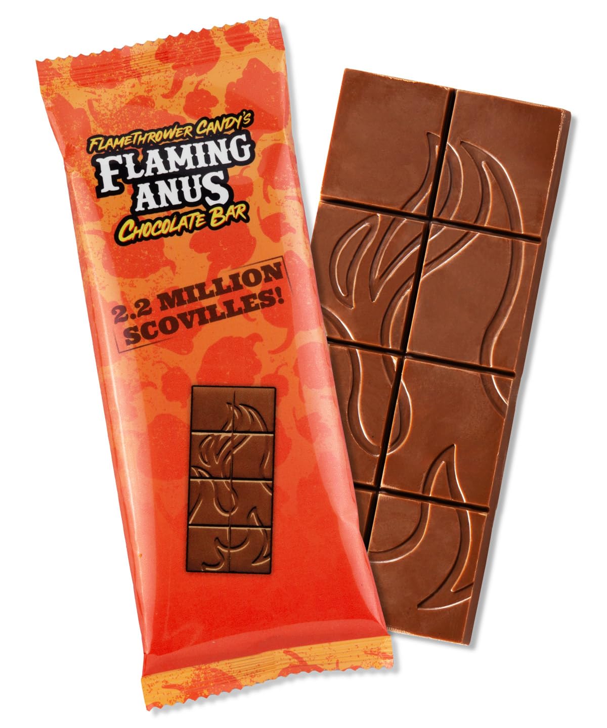 The Flaming Chocolate Bar: Carolina Reaper Milk Chocolate Bar, Full Size, Made with World's Hottest Pepper, 2.2 Million Scoville, Milk Chocolate, USA