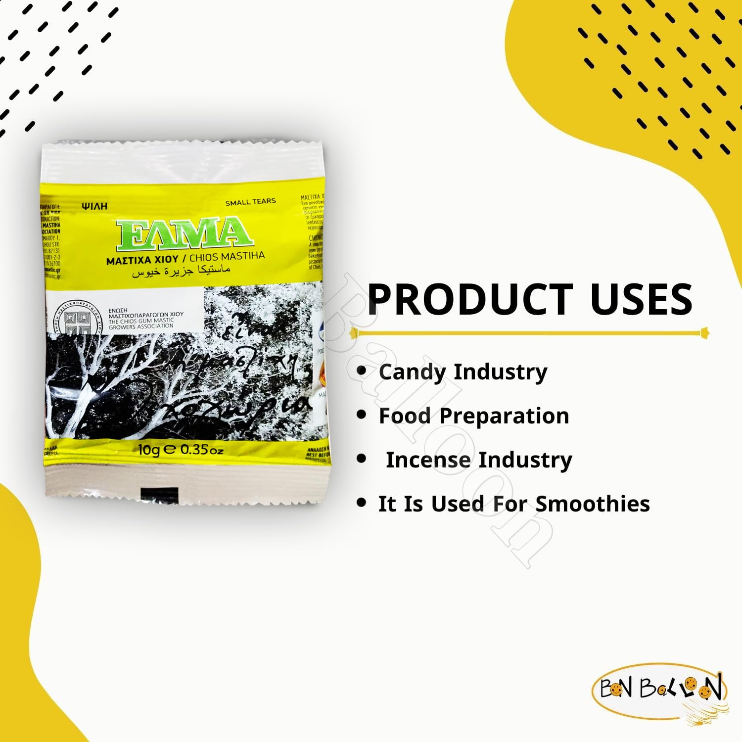 Chios Pure Natural Gum Mastic Mastixa Xiou Mastiha Mastix 1 Envelopes (10 gm) Unique Product With Many Beneficial Qualities Used In Beverages