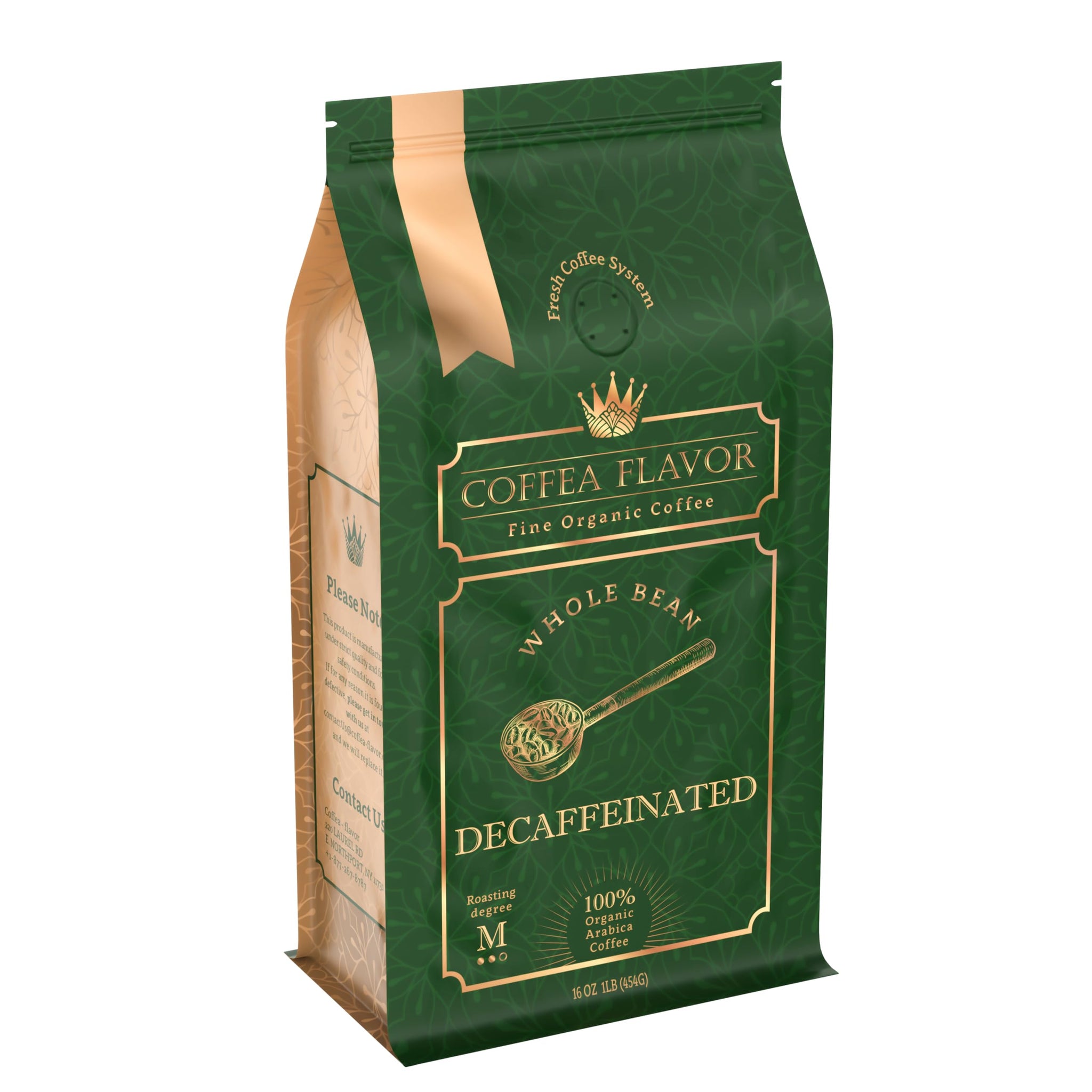 Coffea Flavor Fine Organic coffee -Decaf Whole Bean Coffee | Medium Roast | 100% Arabica Beans | Perfect for Espresso | USDA Certified Organic | Fair