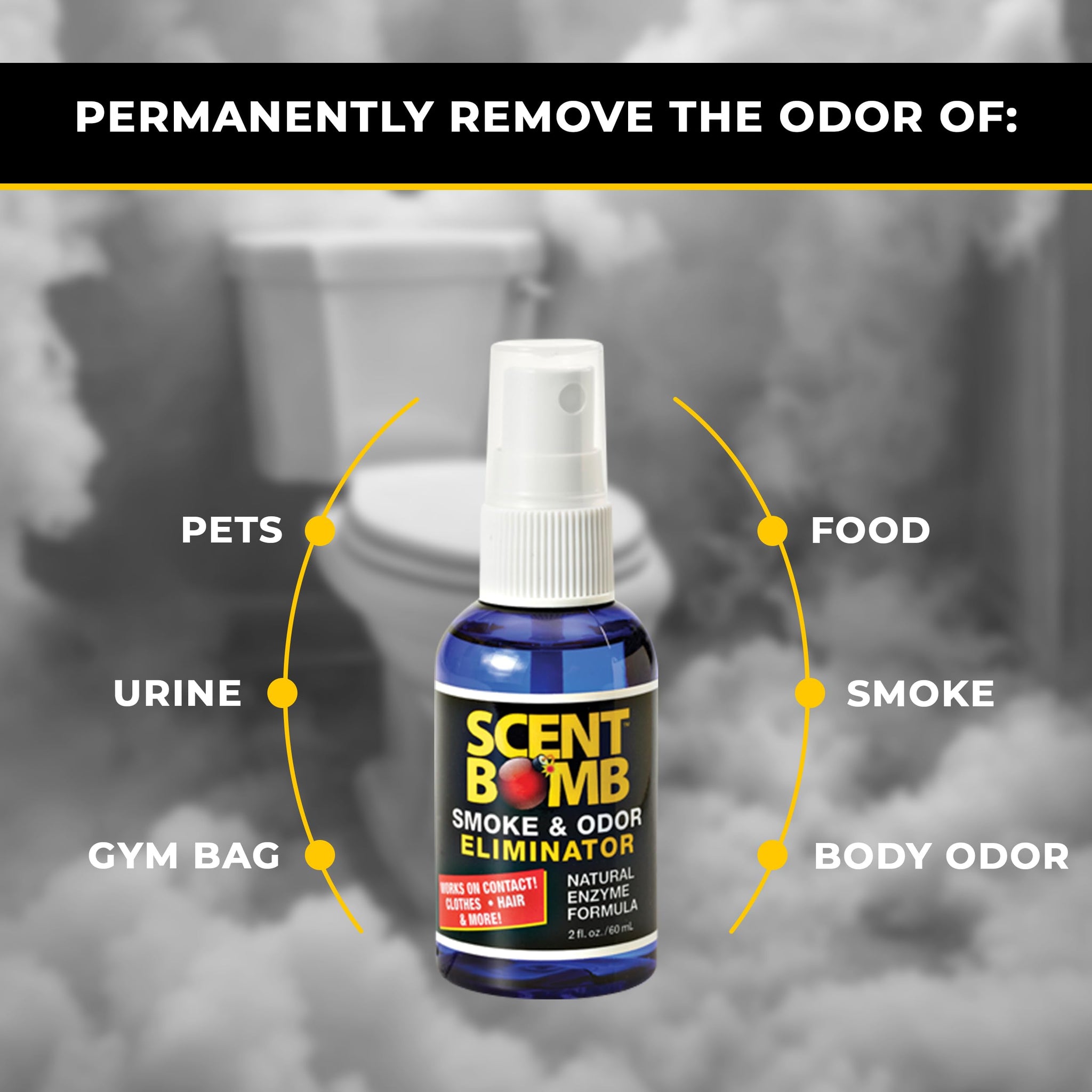 Scent Bomb Odor Eliminator Spray Enzyme Based Strong Pet Odor Eliminator for Home, Air Freshener for Room, Bathroom and Kitchen, Removes Smoke Dog Pee