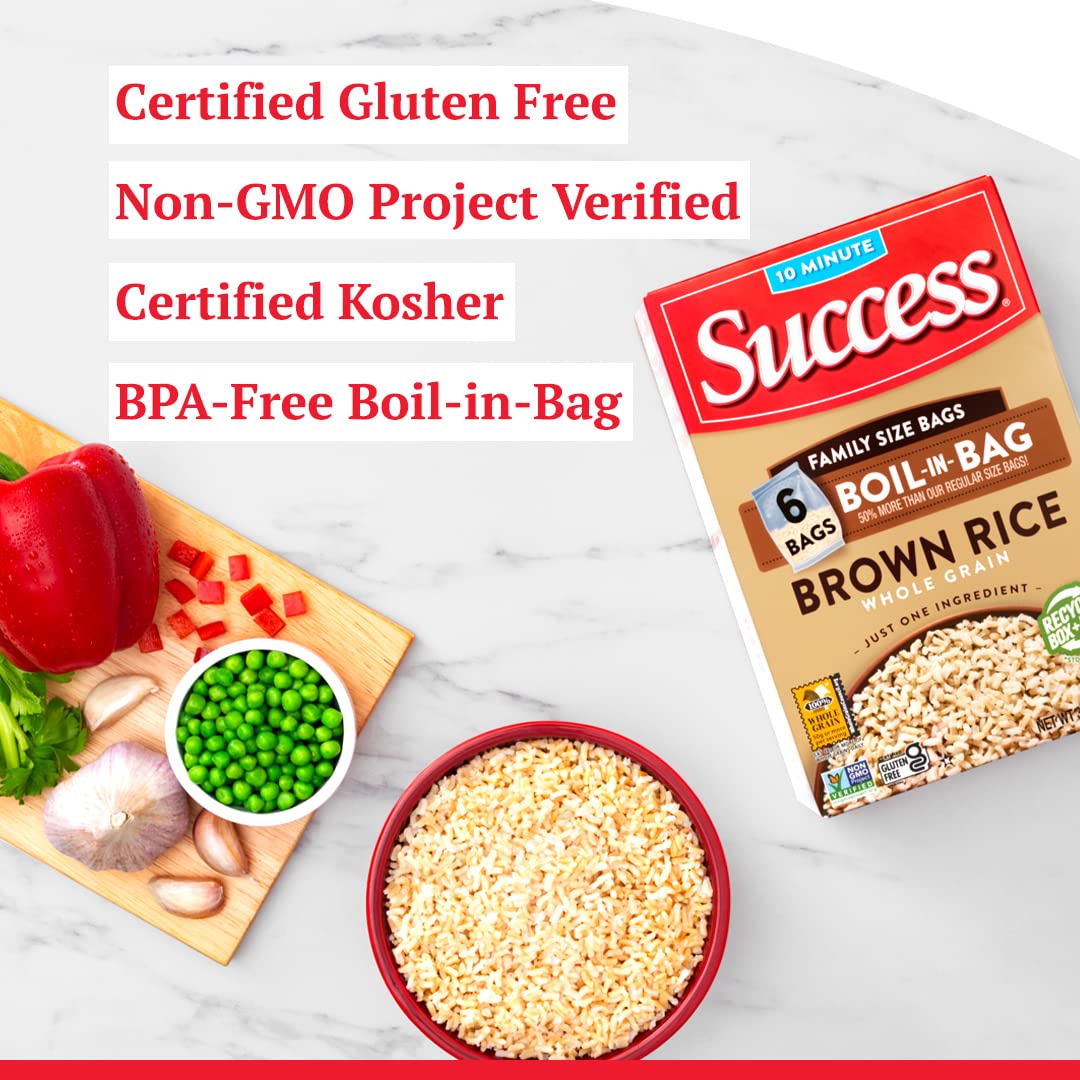 Success Boil-in-Bag Rice, Brown Rice, Quick and Easy Rice Meals, 32-Ounce Box