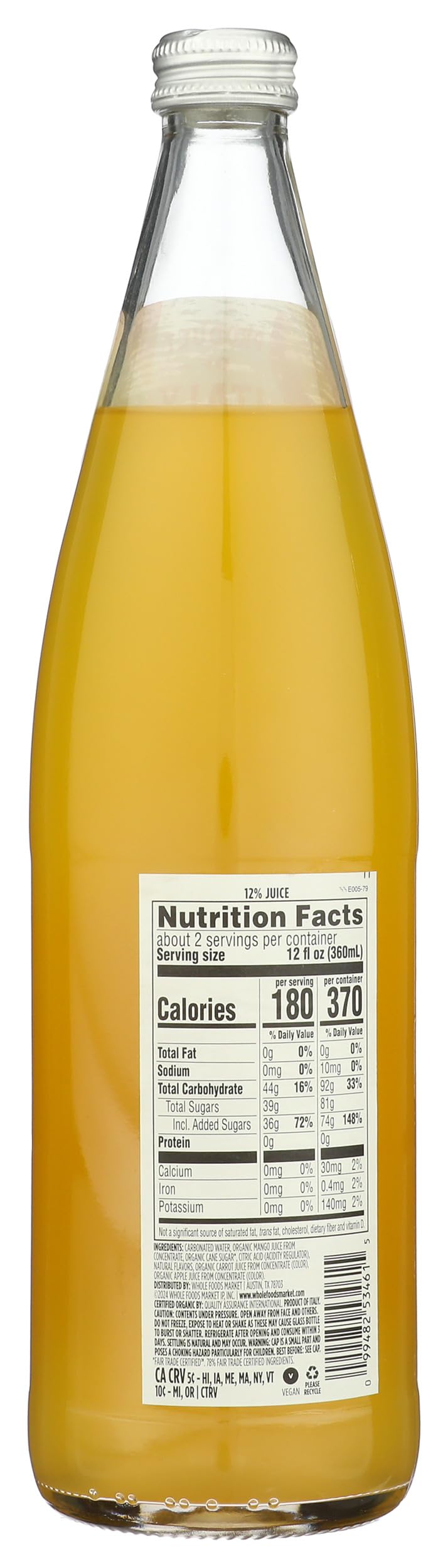 Whole Foods Market Organic Mango Flavored Italian Soda, 25.4 FZ