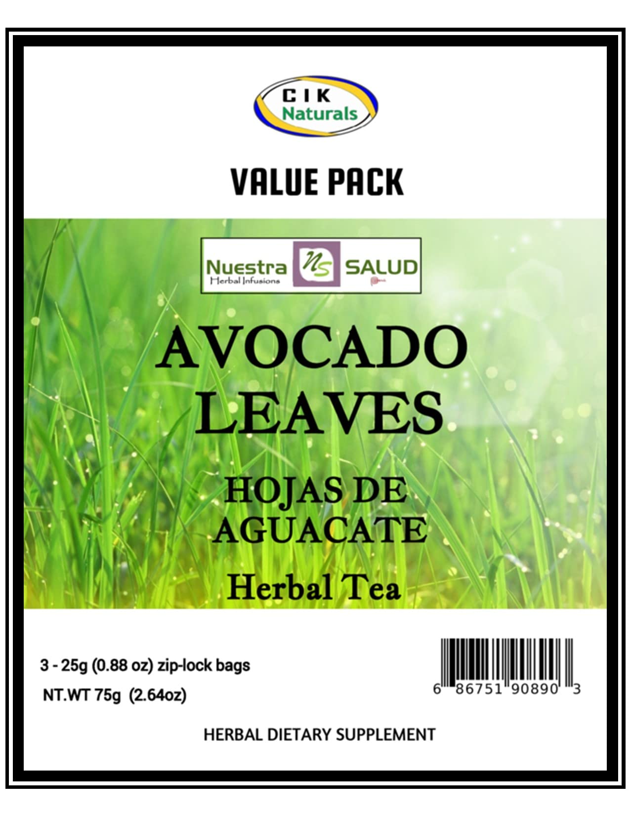 Avocado Tea Leaves Herbal Infusion Hojas de Aguacate Te Value Pack (75g) 100% Natural Caffeine Free