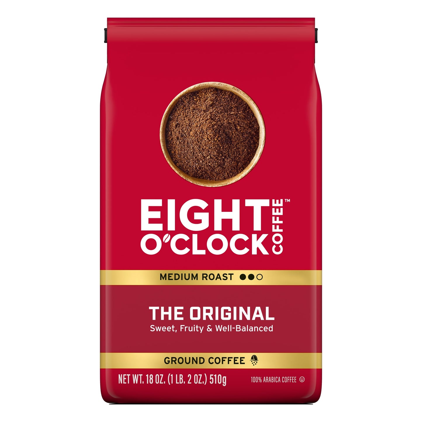 Eight O'Clock Coffee The Original, Medium Roast Ground Coffee 100% Arabica, Sweet, Fruity & Well Balanced, 18 Ounce (Pack of 1)