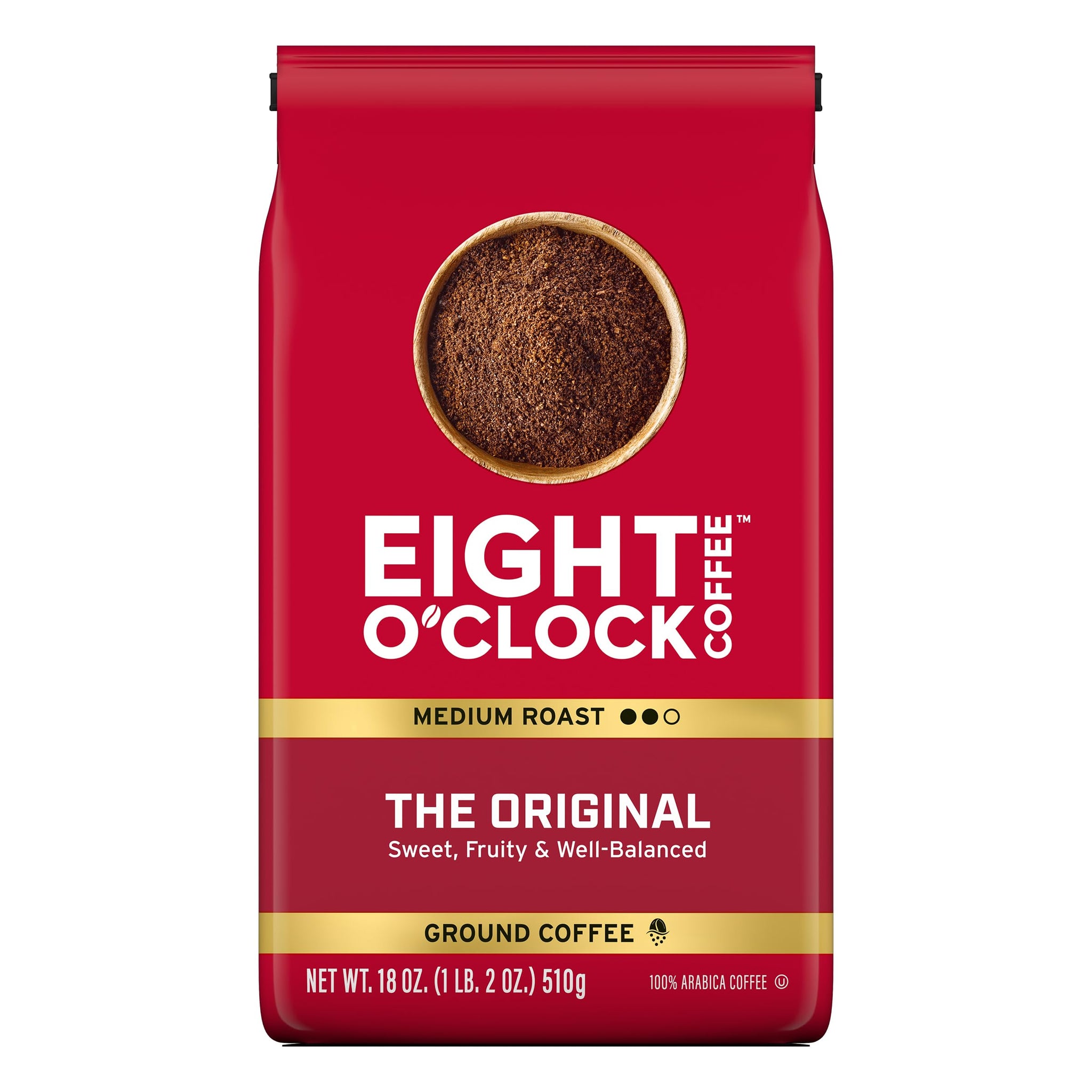 Eight O'Clock Coffee The Original, Medium Roast Ground Coffee 100% Arabica, Sweet, Fruity & Well Balanced, 18 Ounce (Pack of 1)