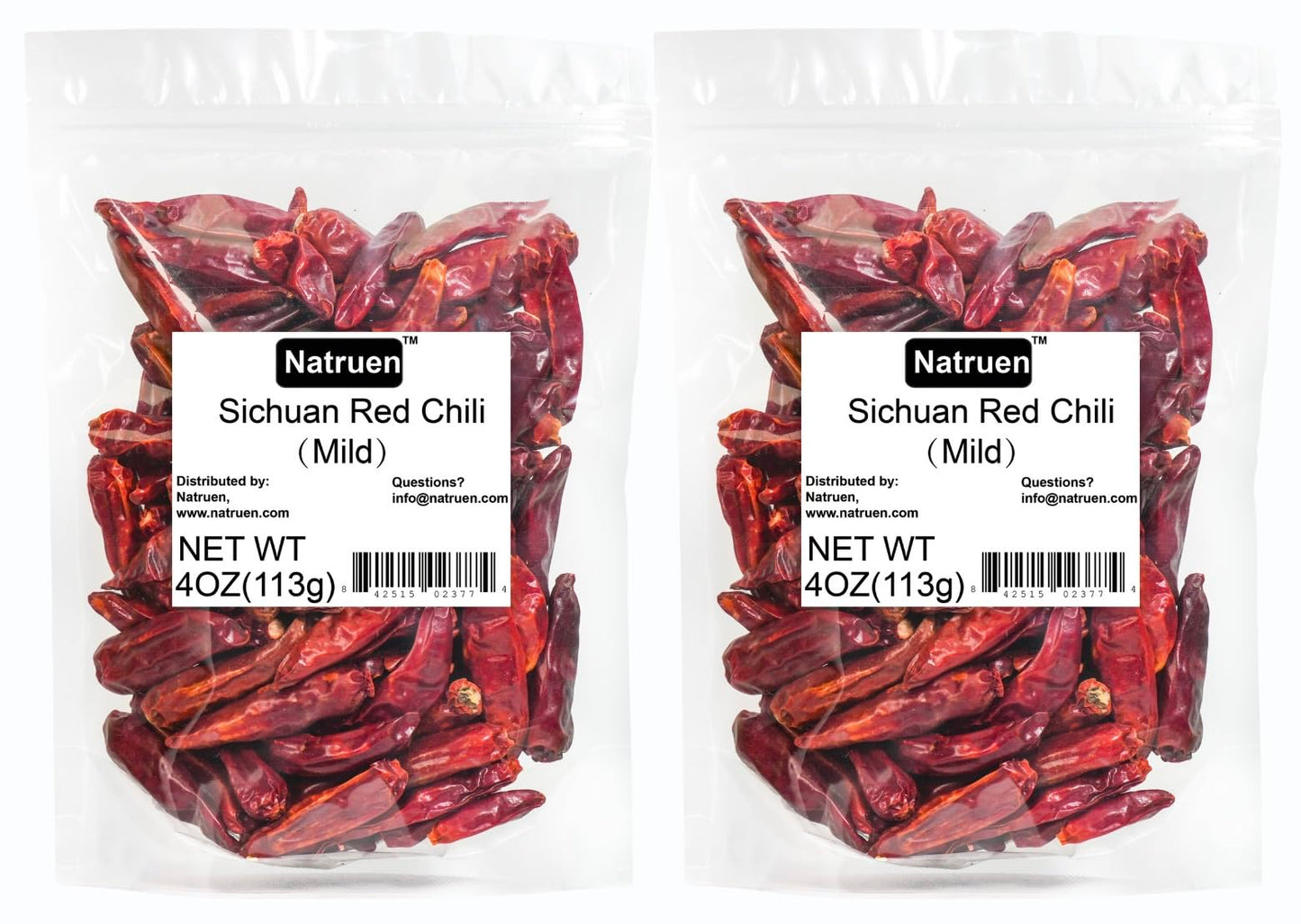 Natruen Whole Dry Szechuan Chinese Red Chili Pods 4 Oz (Pack of 2), Mild, Facing Heaven Chili, Spicy Sichuan Dried Red Hot Chilies for Chili Oil