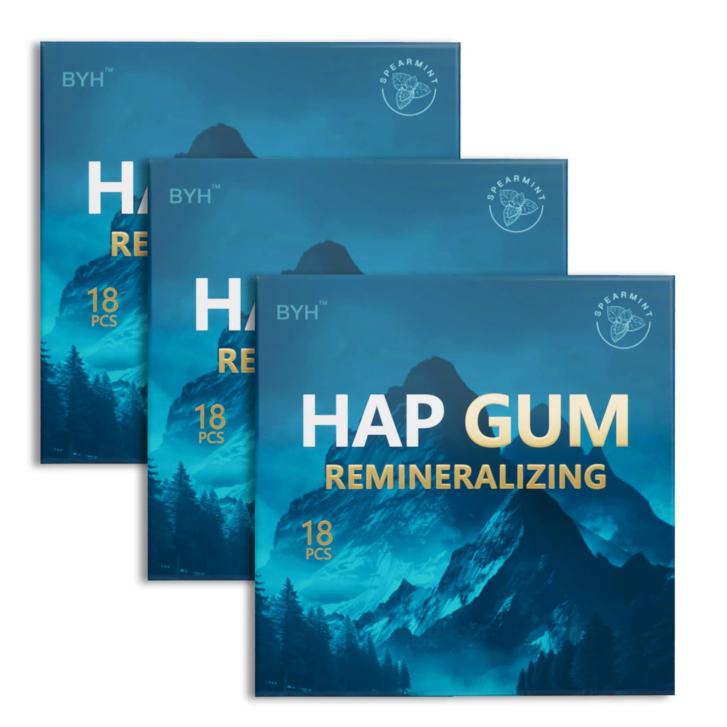 Remineralizing Gum with Hydroxyapatite & Xylitol - Sugar Free Gum for Daily Enamel Support and Oral Health (18 Count (Pack of 3))