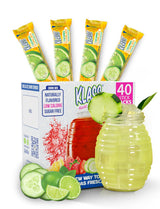 Klass Aguas Frescas, Powdered Drink Mix, 40 Singles Zero Sugar & Caffeine-Free Powder Packets, Water Drink Mix, Flavor: Cucumber Limeade - 5 Calories