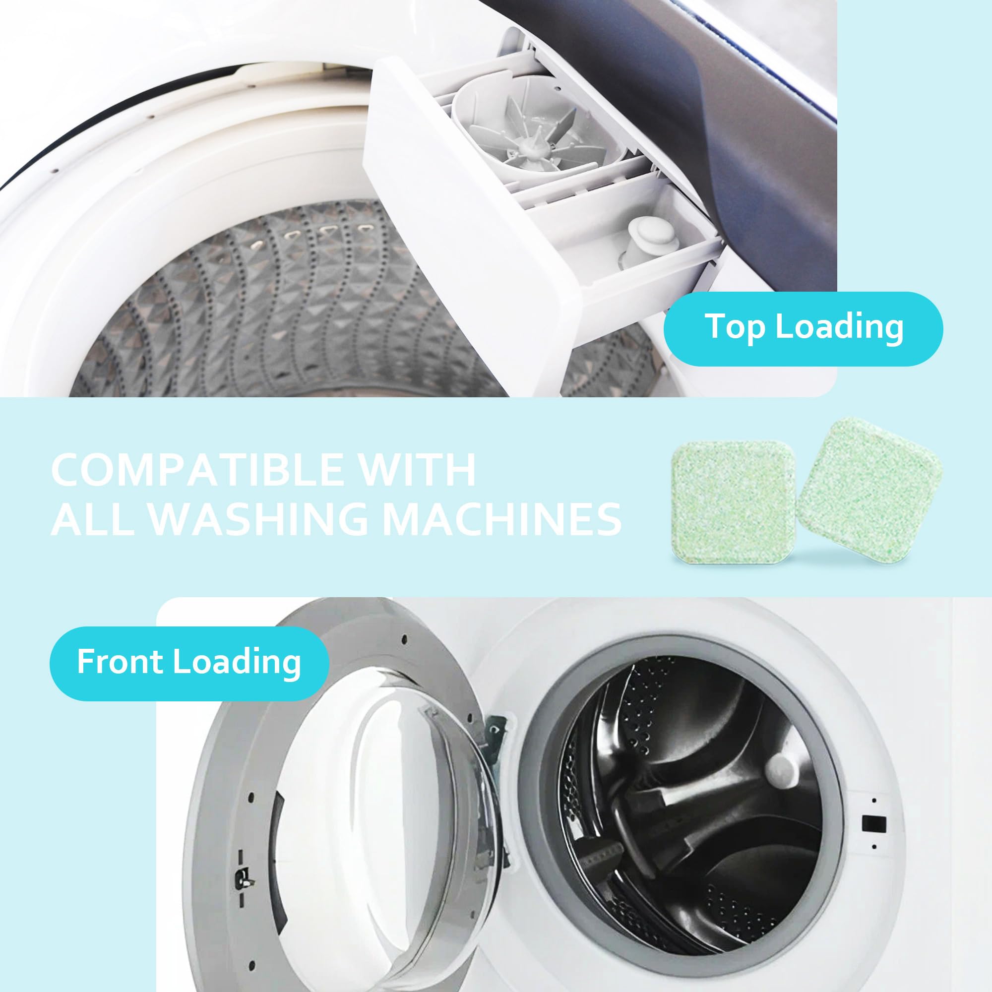 Evnttlion Washing Machine Cleaner 48 Pack-24 Month Supply,Cleaning Tablets Formulated for Pet Owners for He,Easy Pet Hair Remover for Laundry.Top