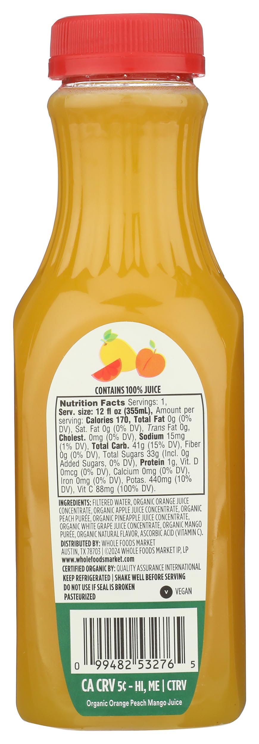 365 by Whole Foods Market Organic Orange Peach Mango Juice, 12 FZ