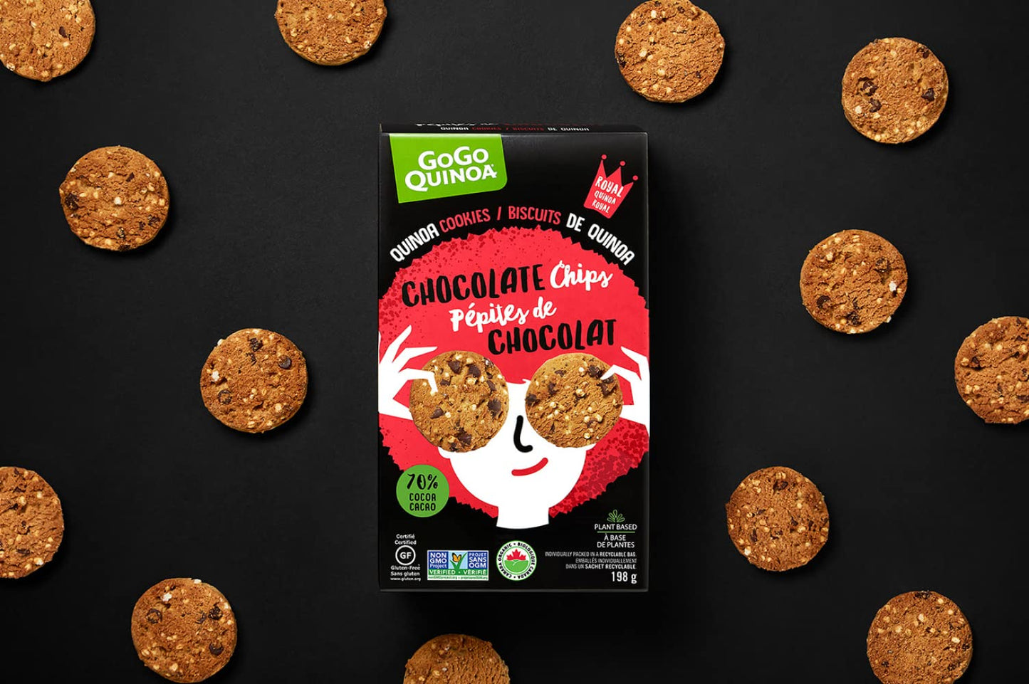 Gogo Quinoa Dark Chocolate Chip Quinoa Cookies, 165 GR