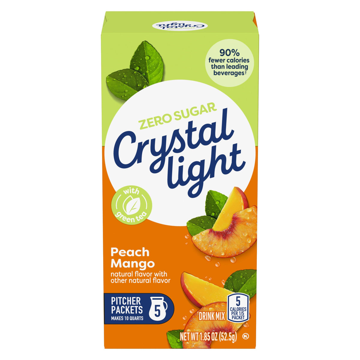 Crystal Light Peach Mango Green Tea Drink Mix, 10-Quart Box (Pack of 7)