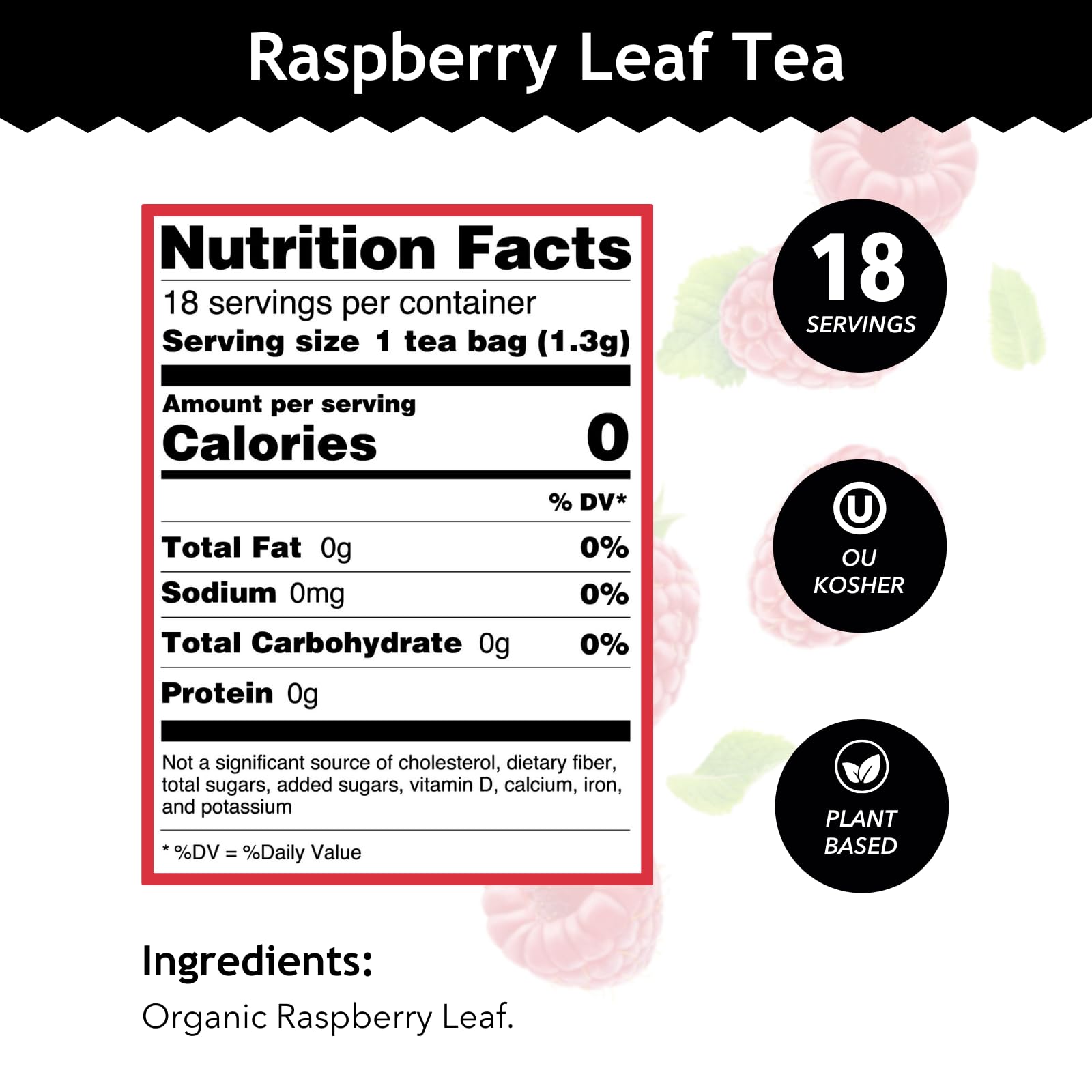Buddha Teas - Organic Raspberry Leaf Tea - Herbal Tea - For Health & Wellbeing - With Vitamins, Antioxidants & Calcium - Clean Ingredients - Caffeine