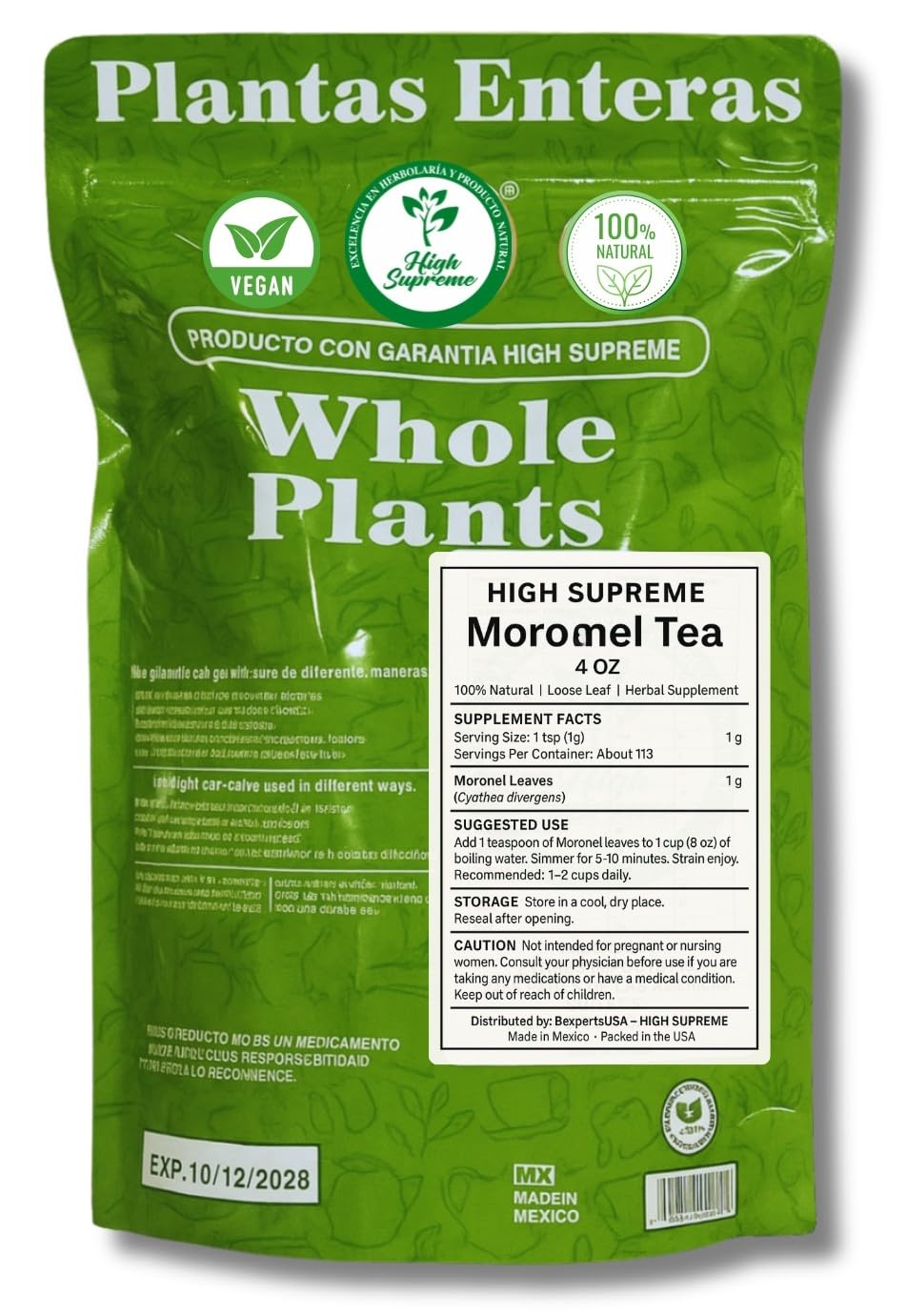 Premium Moronel Loose Leaf Tea - 4 oz (113g) - Planta de la Vida (Synadenium grantii) - Wildcrafted, 100% Natural, Non-GMO - Traditional Herbal