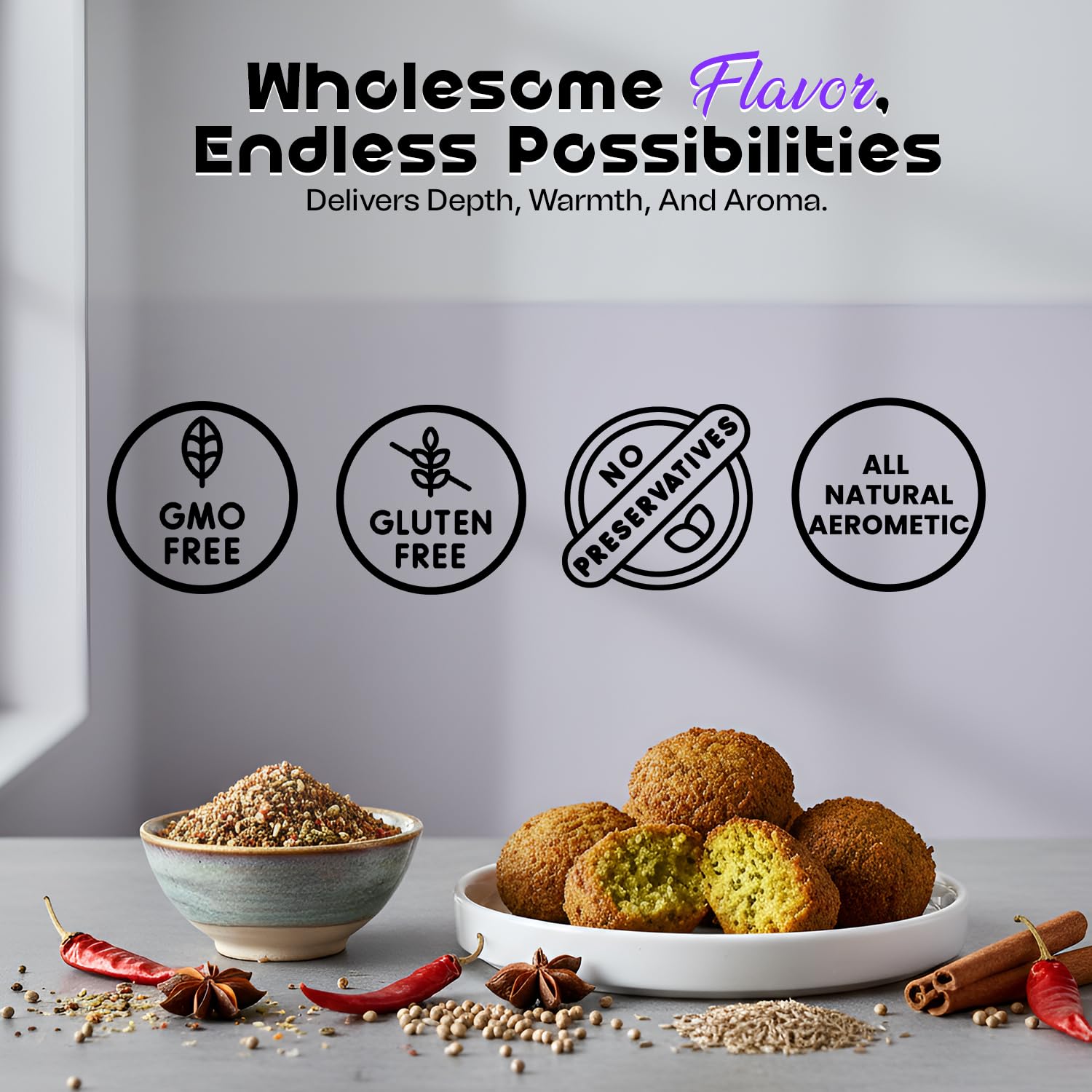 Golden Harvest Falafel Spice Blend - 5 lbs (2.26kg) Bulk Pack - Authentic Middle Eastern Seasoning Mix - Non-GMO, Gluten-Free - For Falafel, Stews
