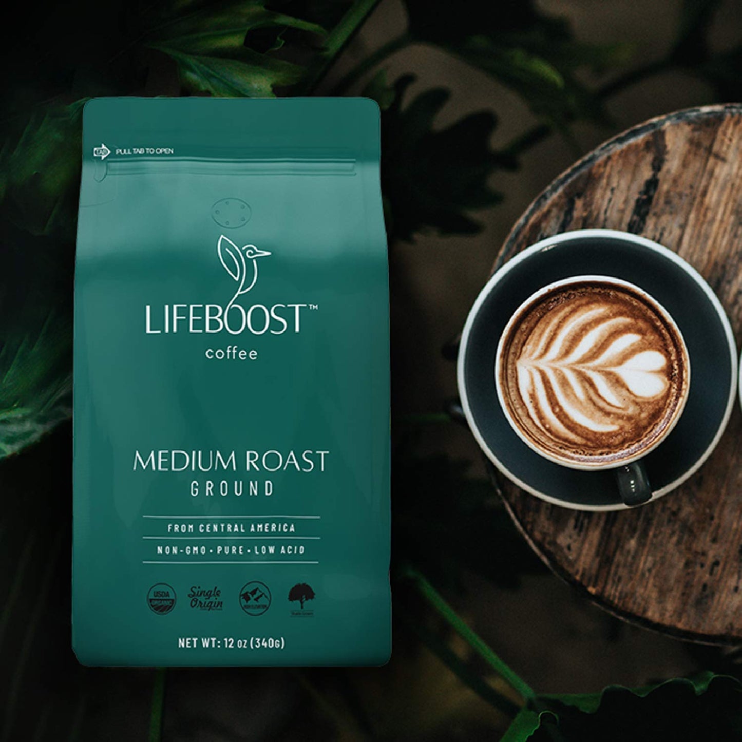 Lifeboost Coffee Ground Medium Roast Coffee - Low Acid Single Origin USDA Organic Coffee - Non-GMO Ground Coffee Third Party Tested For Mycotoxins